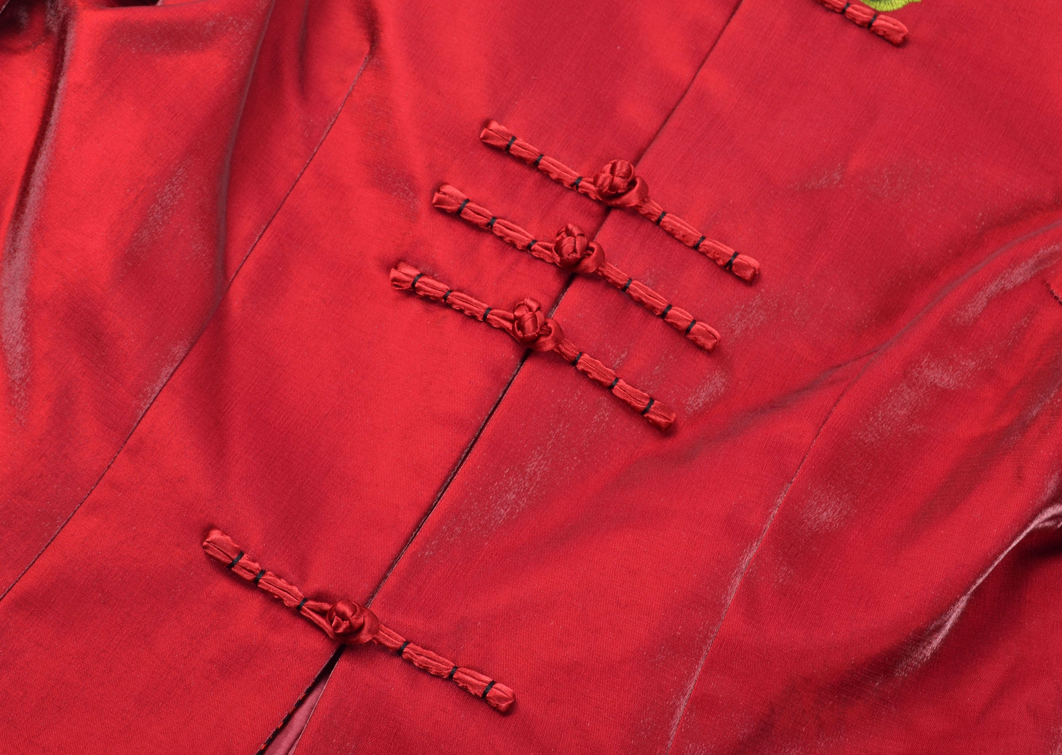 Japanese Brand Vintage Y2K Chinese Red Mandarin Blouse Jacket Blazer Size L / US 10 / IT 46 - 6 Thumbnail