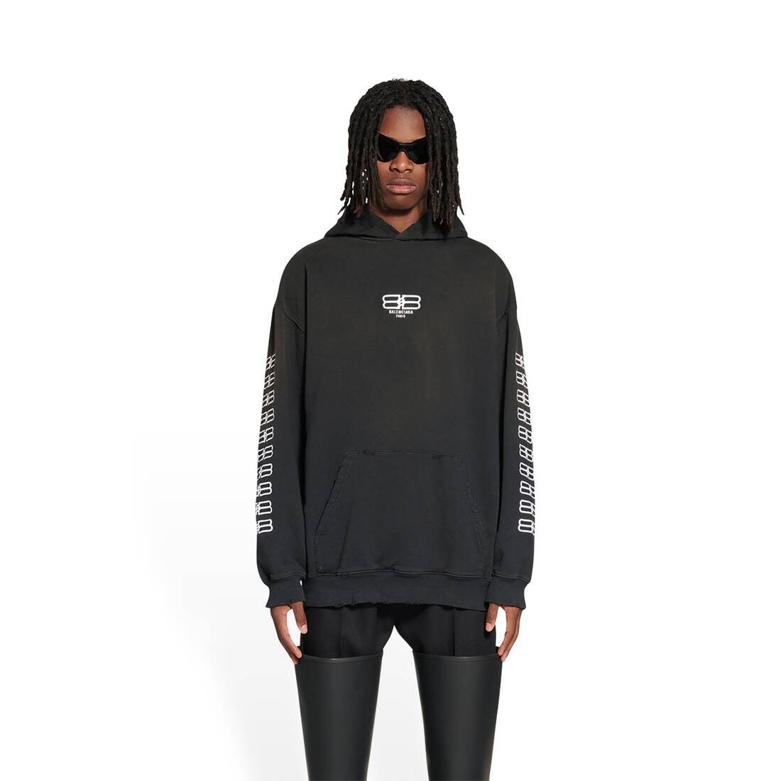 Balenciaga o1mt1gz1124 BB Paris Icon Hoodie Medium Fit in Black/White Size US XS / EU 42 / 0 - 6 Thumbnail
