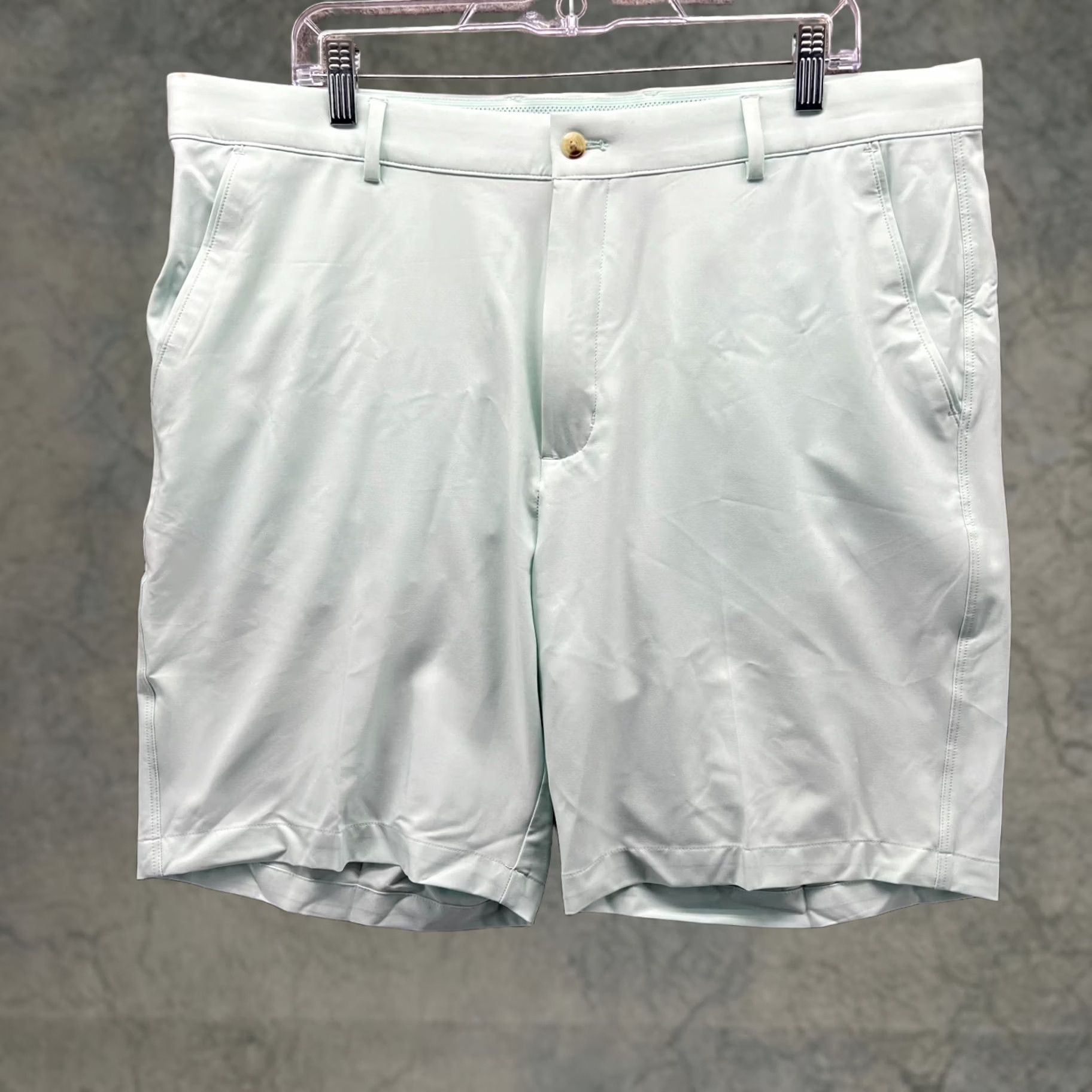 Vintage Greg Norman Shorts Mens 38 Mint Green Lightweight Stretch Polyester Blend Chino Casual Summer Size US 38 / EU 54 - 1 Thumbnail