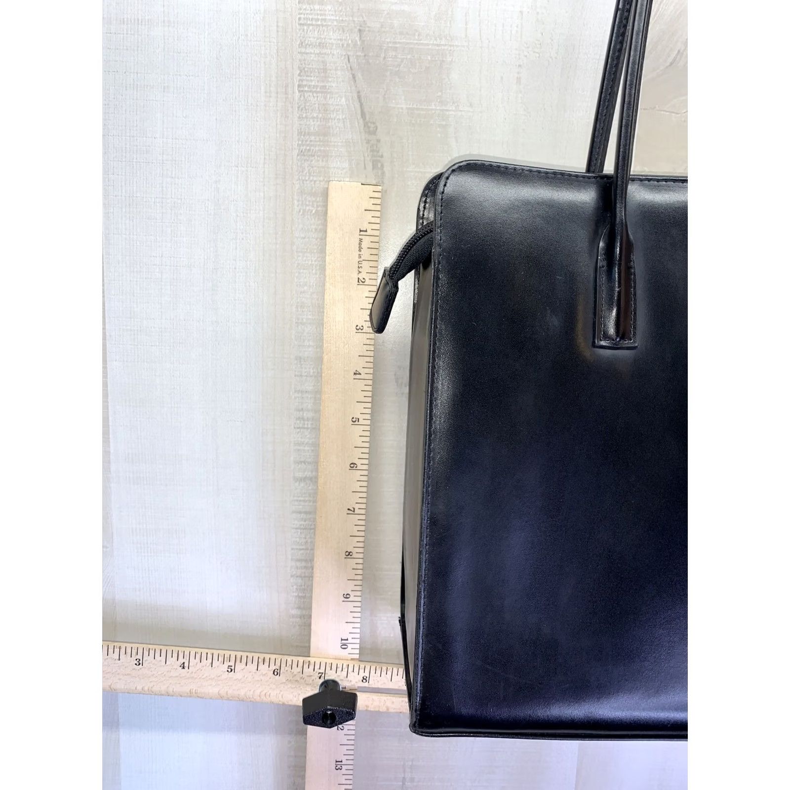 Doublet VINTAGE Black Faux Leather Double Handle Bag Purse Shoulder Bag Womens Medium Square Zip Closure Size ONE SIZE - 2 Thumbnail