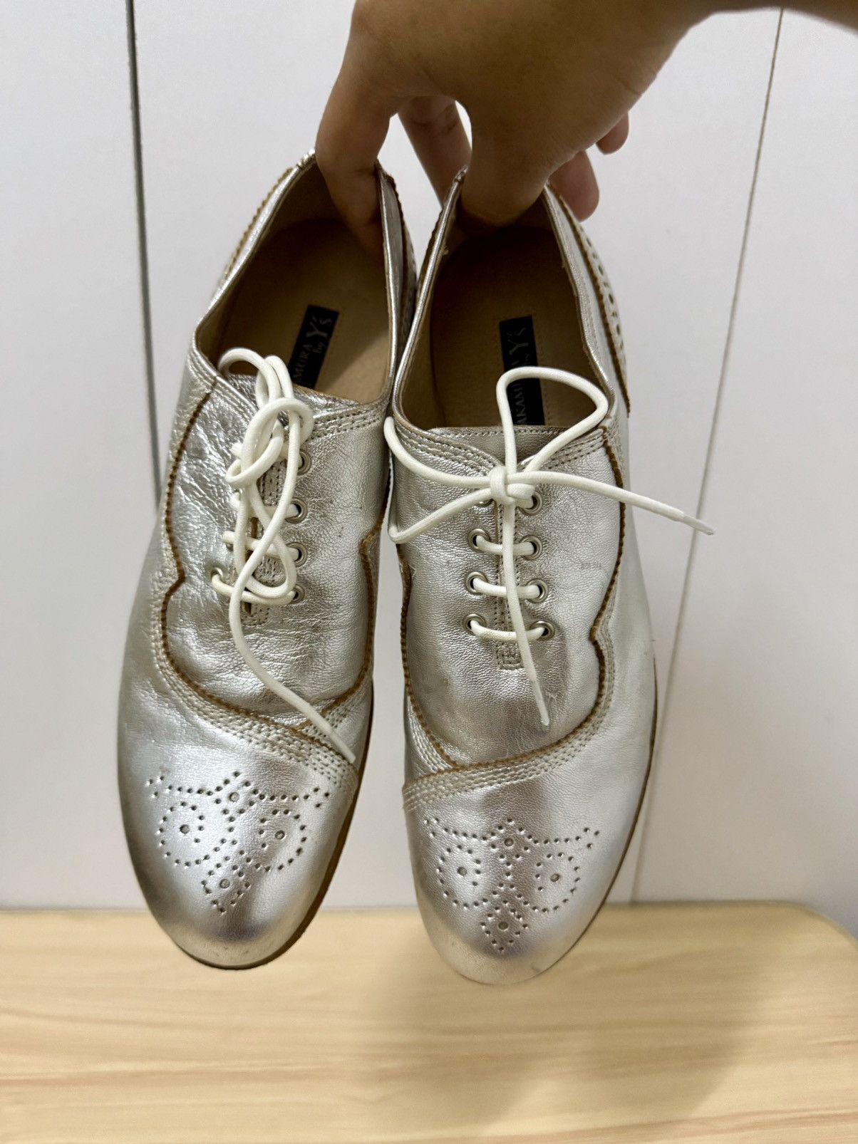 Yohji Yamamoto Kayo Nakamura x Yohji Yamamoto Silver Metallic Brogues shoes Size US 5 / EU 37 - 7 Thumbnail