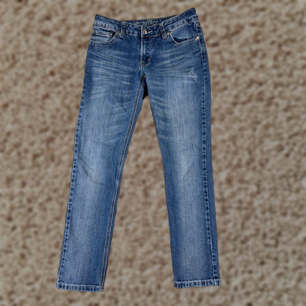 Vintage C'est Toi Jeans Womens 5 Blue Denim Straight Leg Cotton Blend Low 26x27 Jeans 5-Pocket Design Distressed Stretch Regular Size 27" / US 4 / IT 40 - 1 Thumbnail