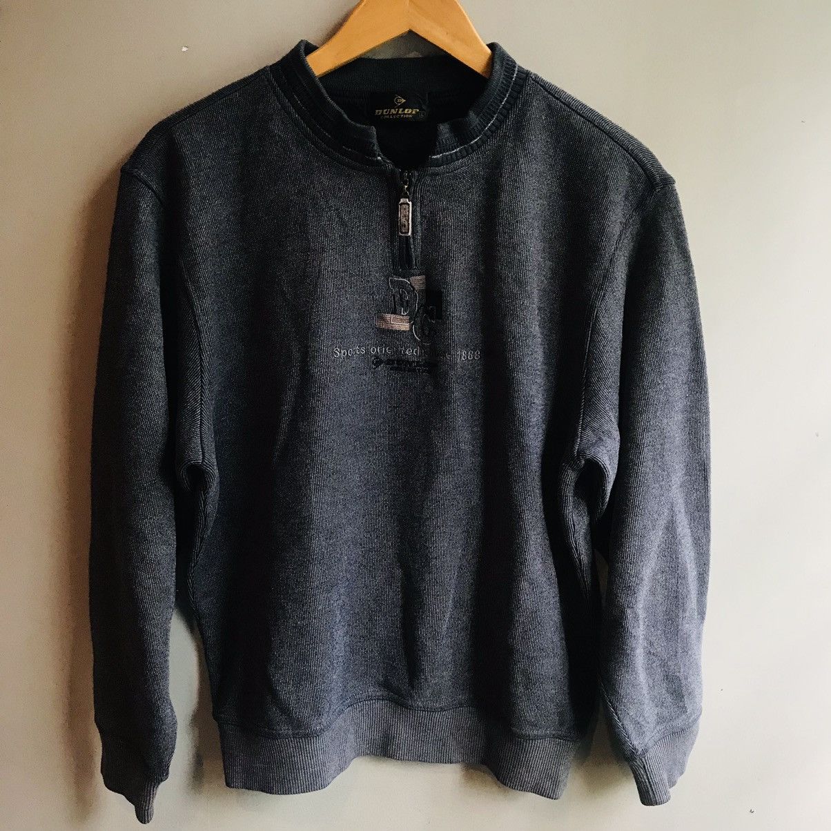 Dunlop × Japanese Brand × Vintage Vintage Dunlop Quarter Zip Rib Sweatshirt Size US L / EU 52-54 / 3 - 2 Thumbnail