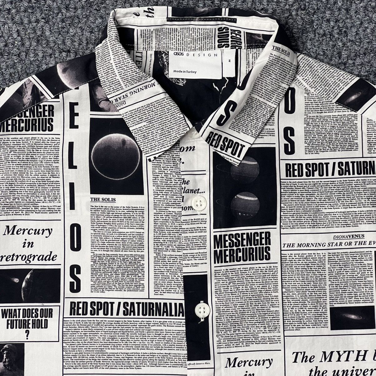 Designer ASOS DESIGN boxy oversized shirt in all over newspaper print Size US M / EU 48-50 / 2 - 6 Thumbnail