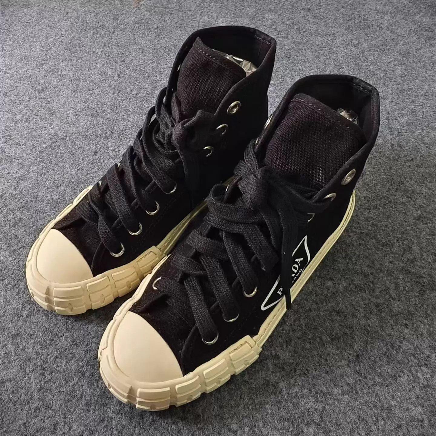 Prada PRADA Triangle Logo High-Top Sneaker 37 99 Size US 6.5 / IT 36.5 - 1 Thumbnail