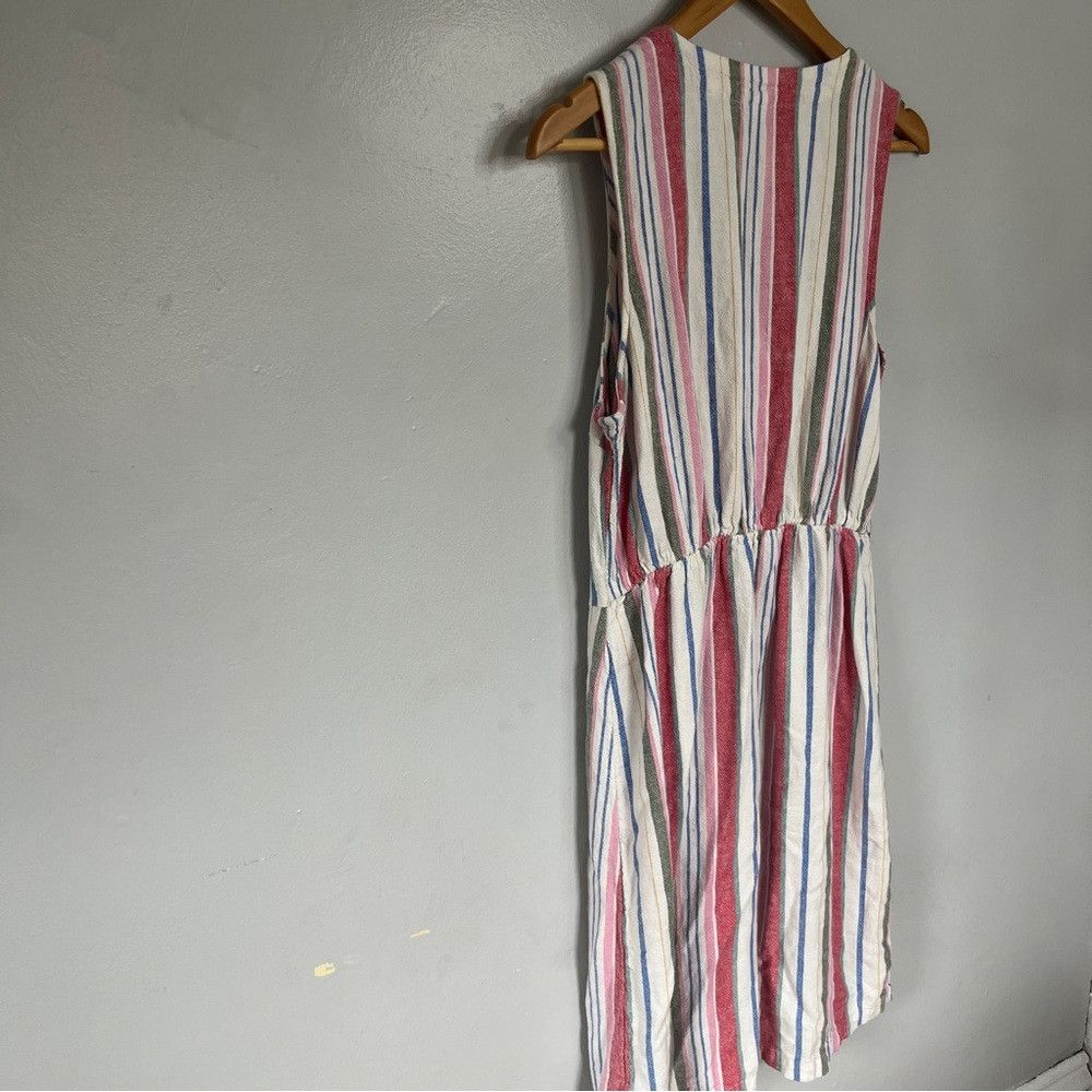 Old Navy Old Navy Linen Blend Button Dress Medium Stripe Sleeveless Size M / US 6-8 / IT 42-44 - 5 Thumbnail