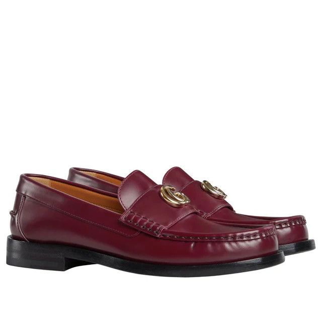 Gucci oc11z0126 Women's Loafer With Double G in Burgundy Size US 5 / IT 35 - 2 Thumbnail