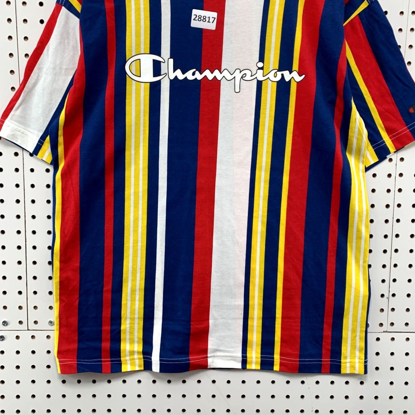 Champion VINTAGE Champion Shirt Mens S Striped Blue Yellow White Short Sleeve 21X27 Size US S / EU 44-46 / 1 - 6 Thumbnail