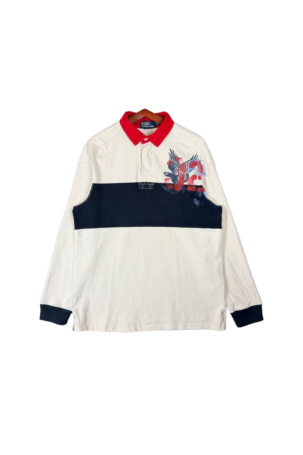 PRL Graphic Rugby Shirt Military Aviation Eagle Distressed image 2