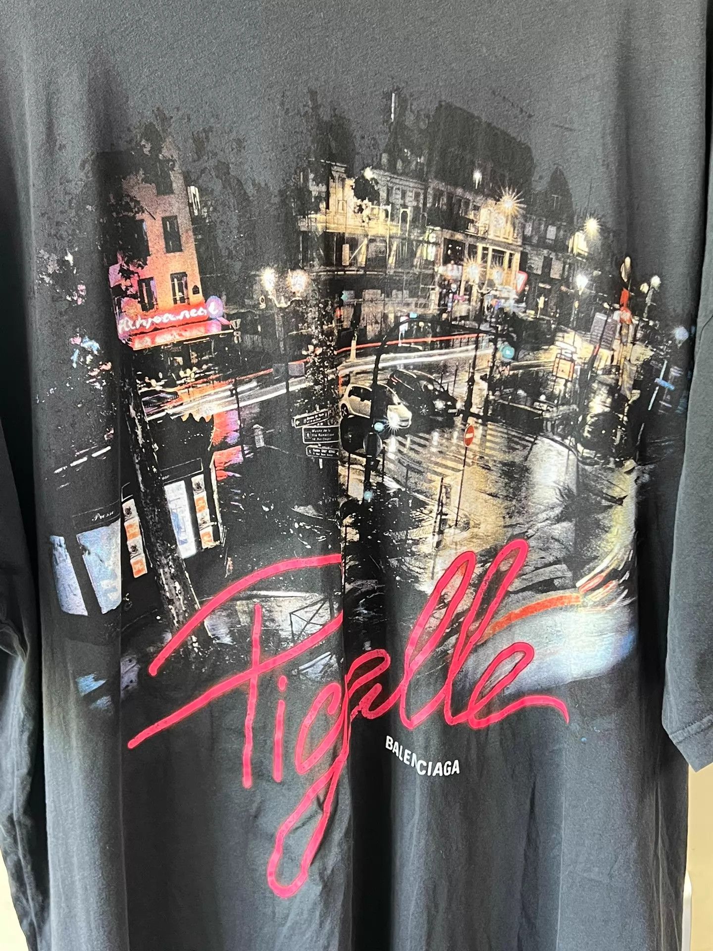Balenciaga Balenciaga Pigalle Street Night Print Black Short Sleeve Tee Size L / US 10 / IT 46 - 4 Thumbnail