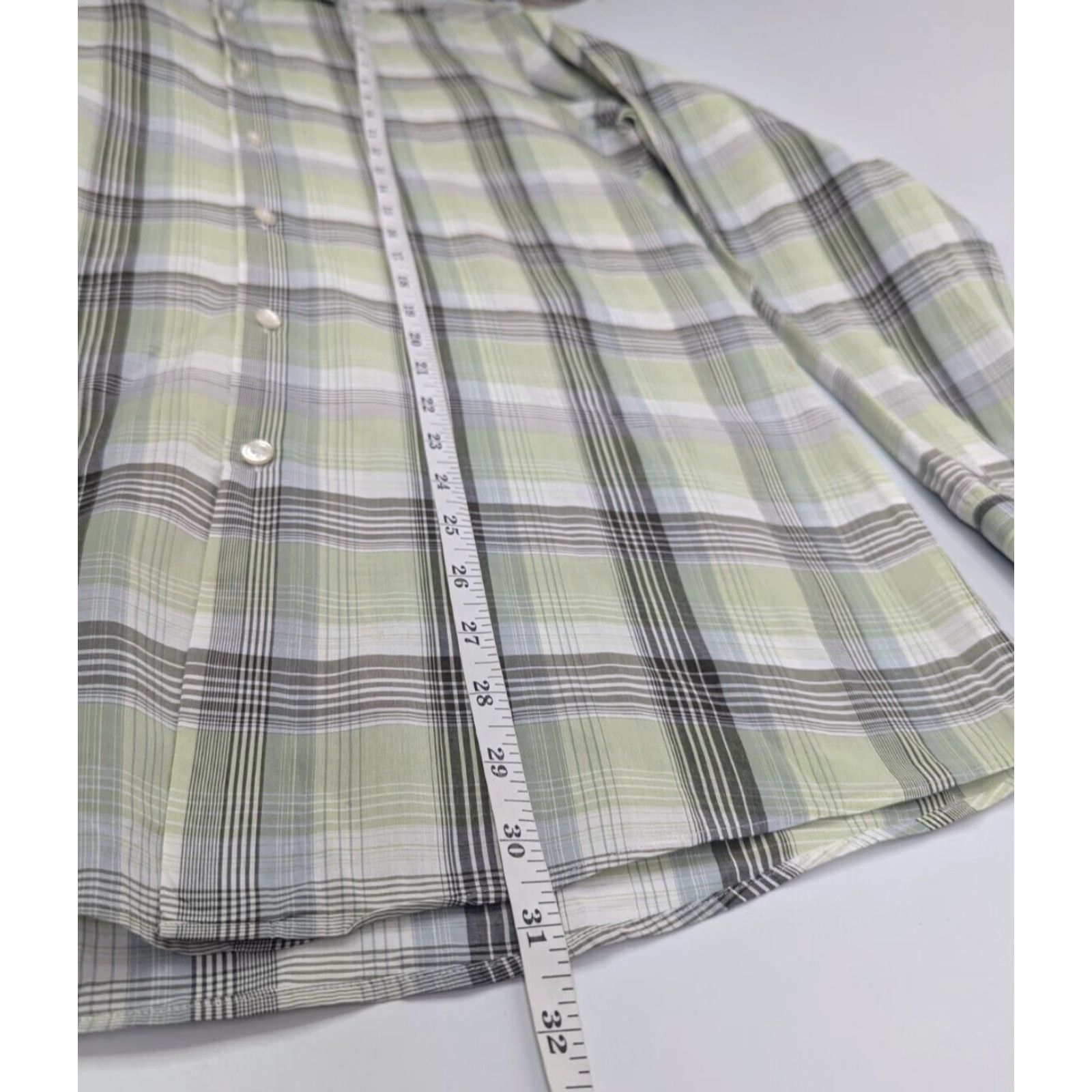 Hugo Boss HUGO BOSS Dress Shirt Slim Fit 16 Green Plaid 100% Cotton Italian Fabric Spread Collar Mens Shirt Size 42R - 5 Thumbnail