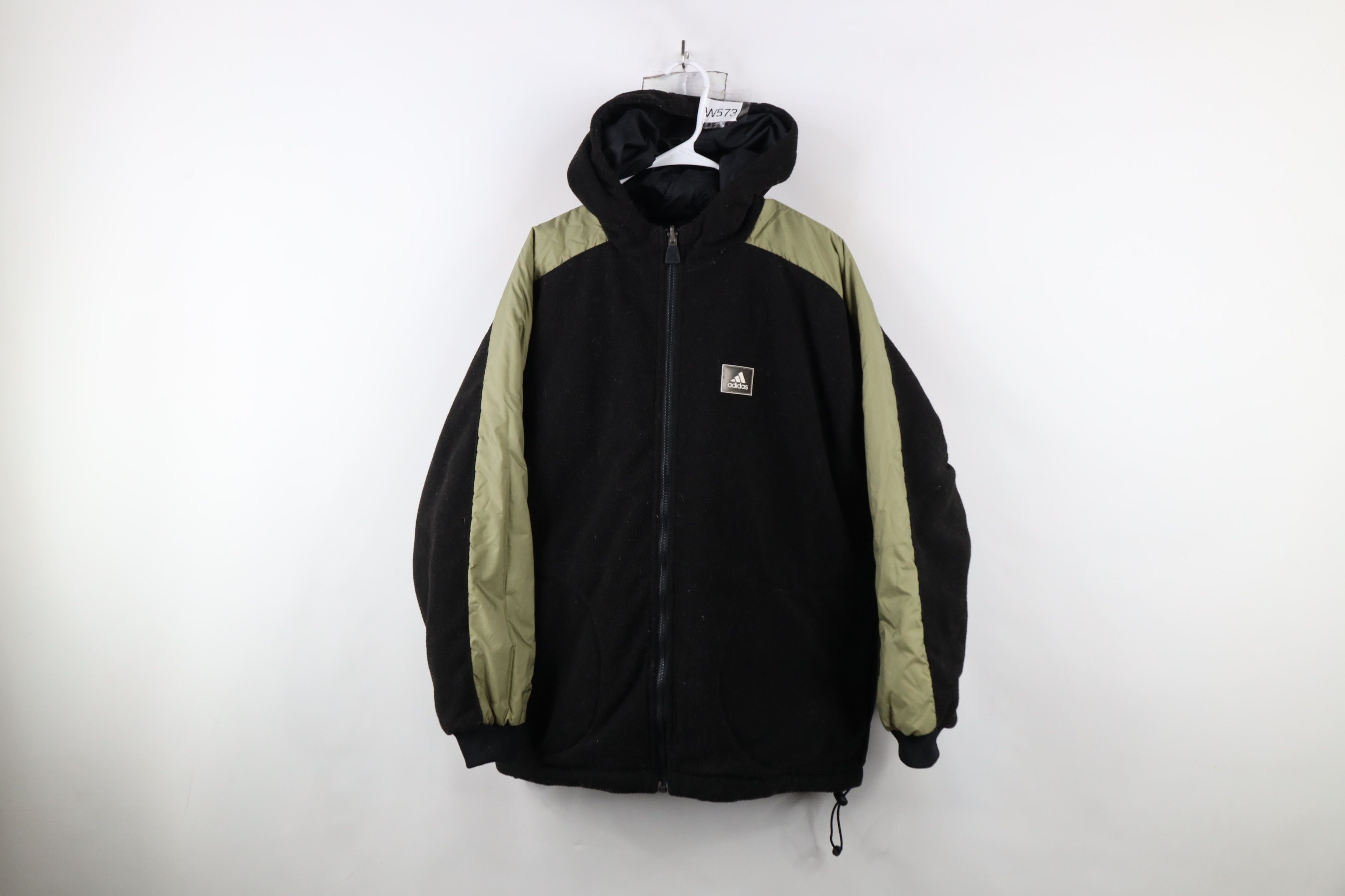 Adidas × Vintage Vintage 90s Adidas Spell Out Reversible Hooded Jacket Size US L / EU 52-54 / 3 - 1 Thumbnail
