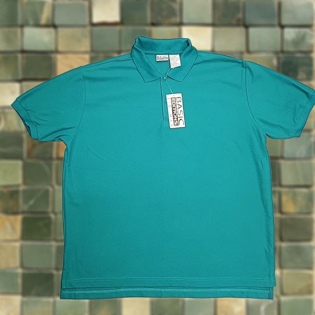 Basic Editions VTG Basic Edition Shirt Mens 1X Green Cotton Blend Retro Golf Casual Made in USA Polo Short Sleeve Cotton Blend Mens 1X Green VTG Casual Golf"} Size US XL / EU 56 / 4 - 1 Thumbnail