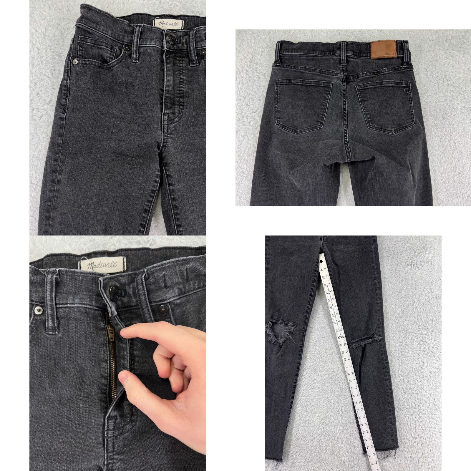 Madewell Madewell Jeans Denim High Rise Skinny Black 26 Womens Distressed 5-Pocket Inseam 27 Cotton Blend Size 26" / US 2 / IT 38 - 8 Thumbnail