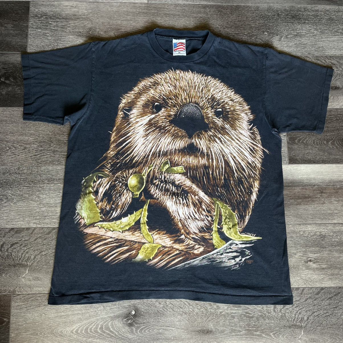 Vintage Vintage 90s Trinity Products Big Otter Face Graphic Logo Tee Size US XL / EU 56 / 4 - 1 Thumbnail