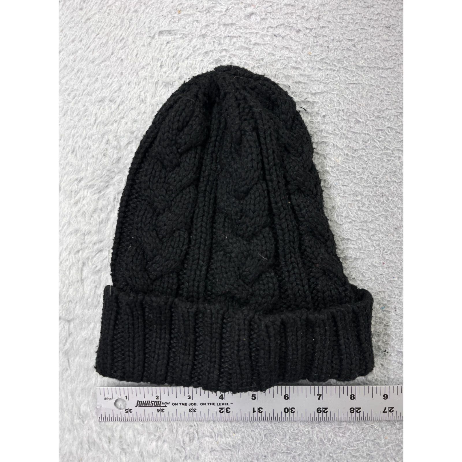 Vintage Bea n ie Toque Beanie Womens One Size Black Cable Knit Acrylic Polyester Ski Winter Size ONE SIZE - 2 Thumbnail