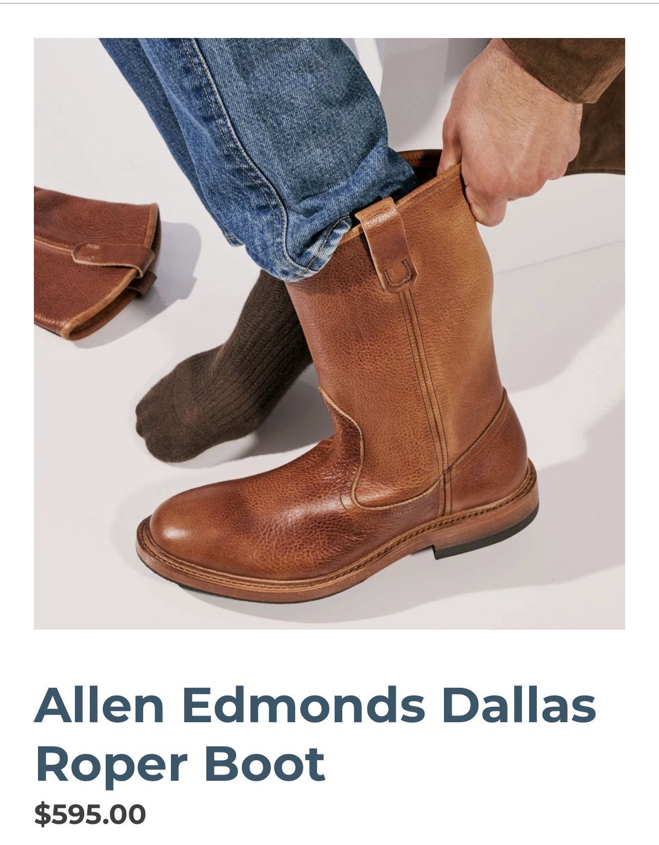 Allen Edmonds Dallas mens brown boots 9.5 new made in USA