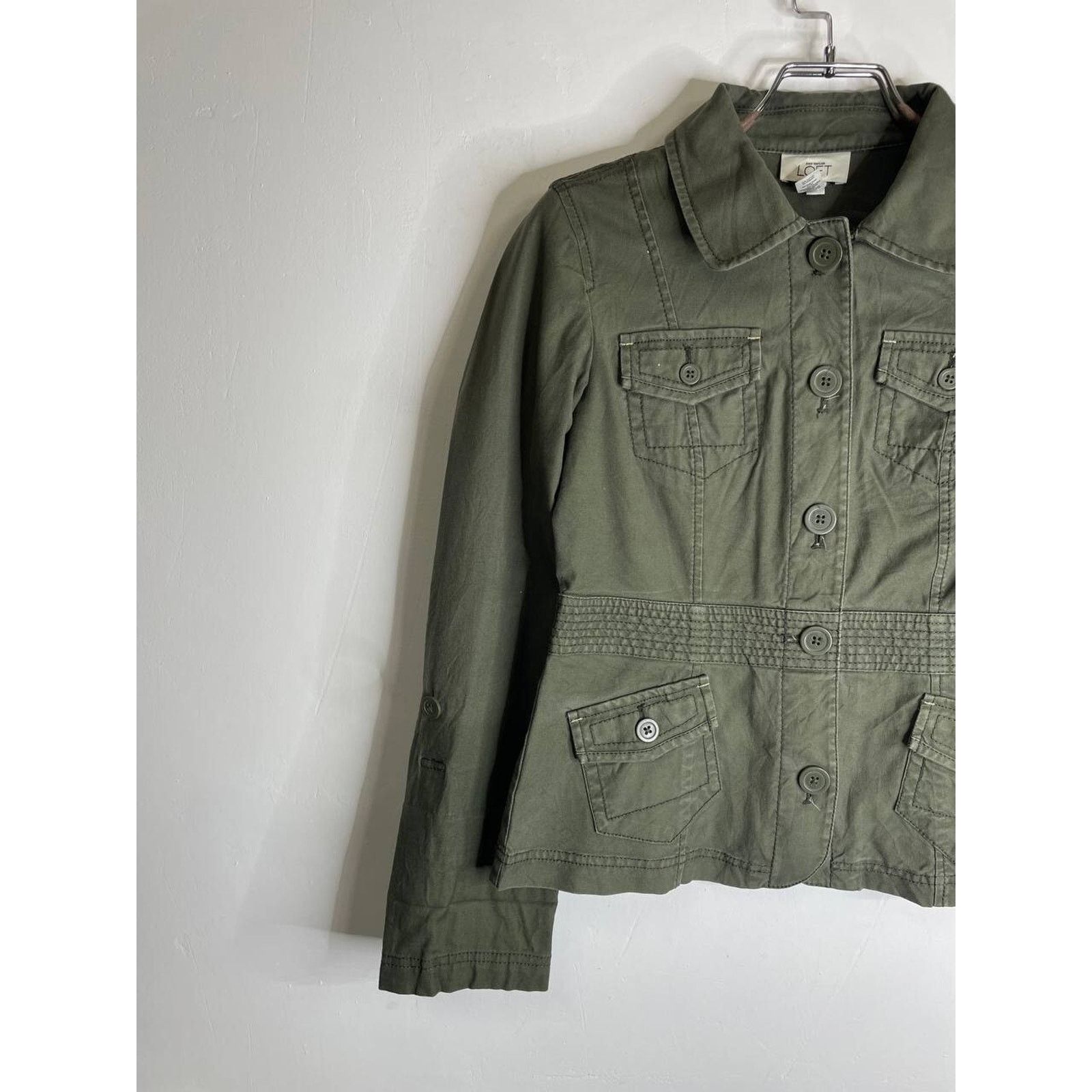 Loft × Vintage Vintage Ann Taylor LOFT Military Style Green Jacket Utility Size S / US 4 / IT 40 - 5 Thumbnail
