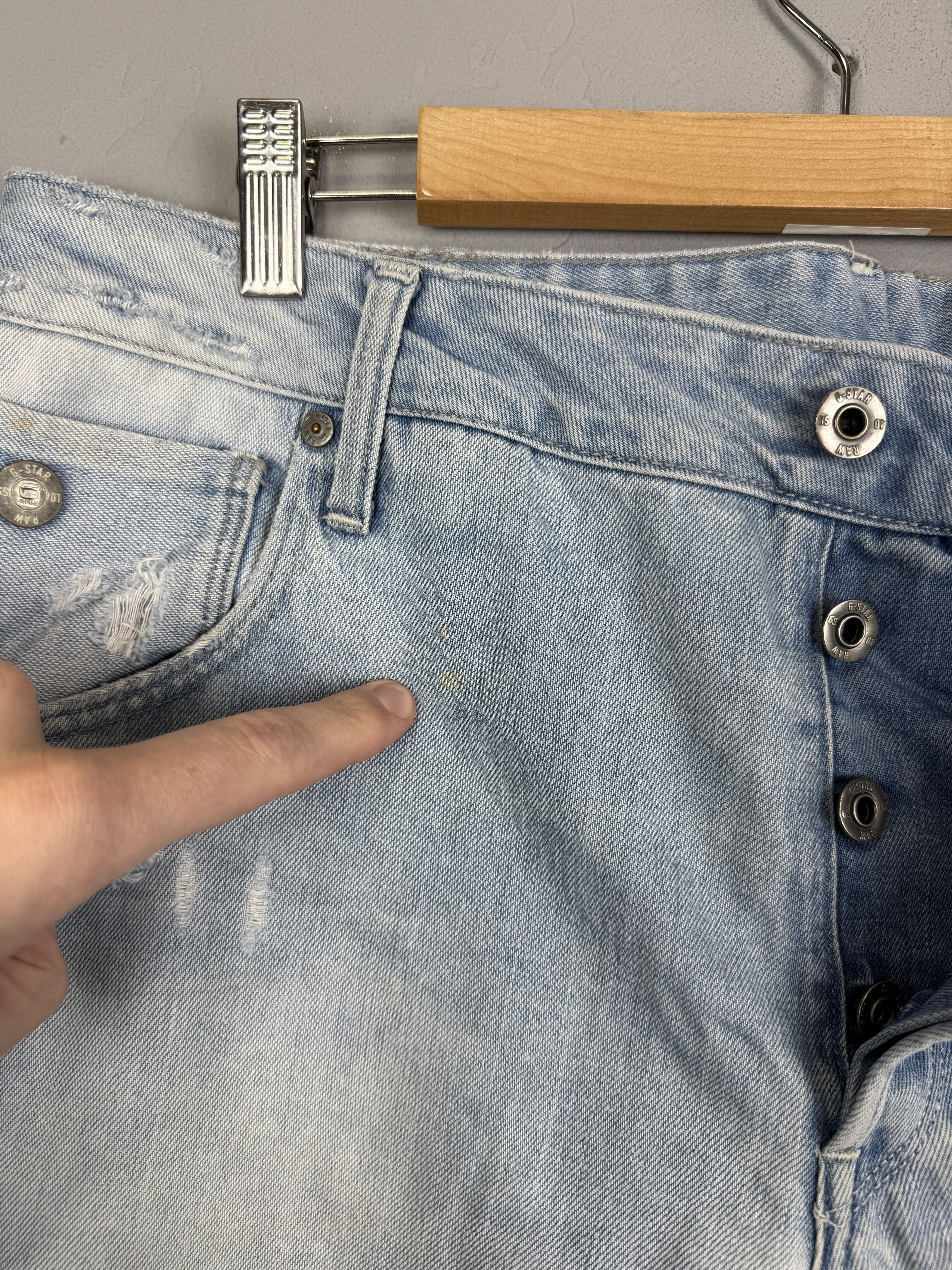 G-Star G-Star Raw Denim Jeans Arc Zip 3D Slim Blue Distressed Denim Size US 34 / EU 50 - 13 Thumbnail