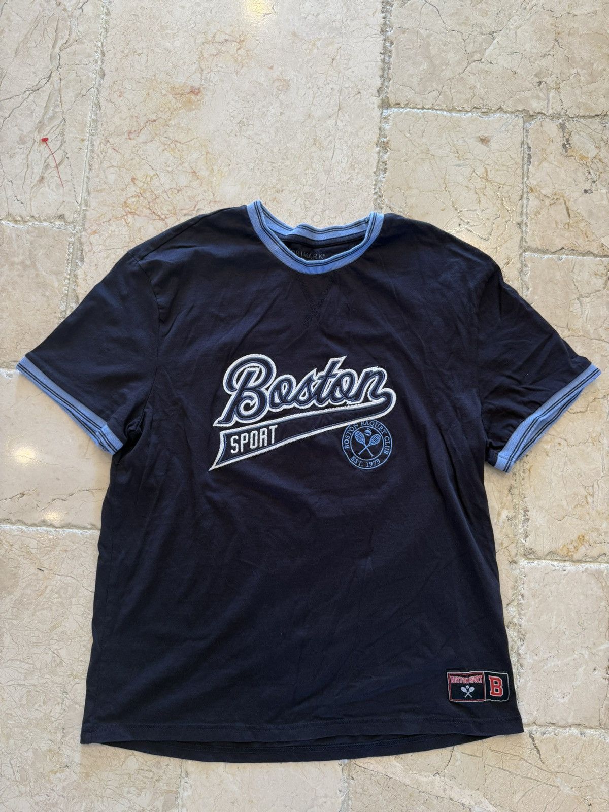 Primark Vintage Boston Spots Navy Blue Tee Size US M / EU 48-50 / 2 - 1 Thumbnail