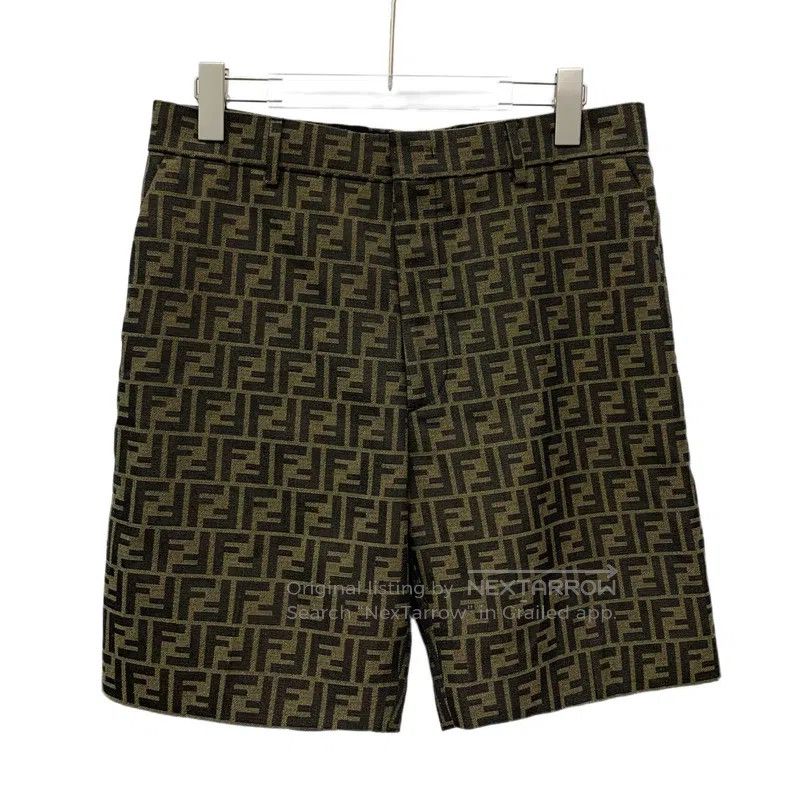 Fendi Dark brown logo all-over print casual shorts