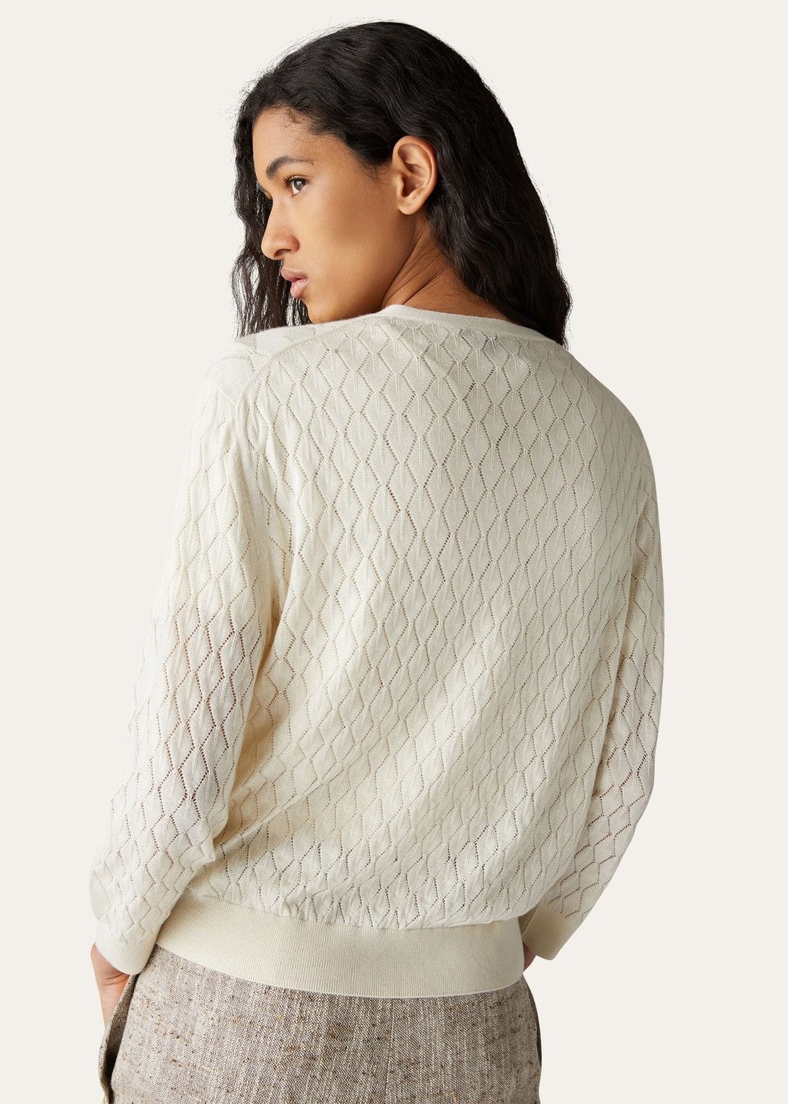 Loro Piana o1srvl11e0824 Piura Cashmere Cardigan in Off White Size L / US 10 / IT 46 - 3 Thumbnail