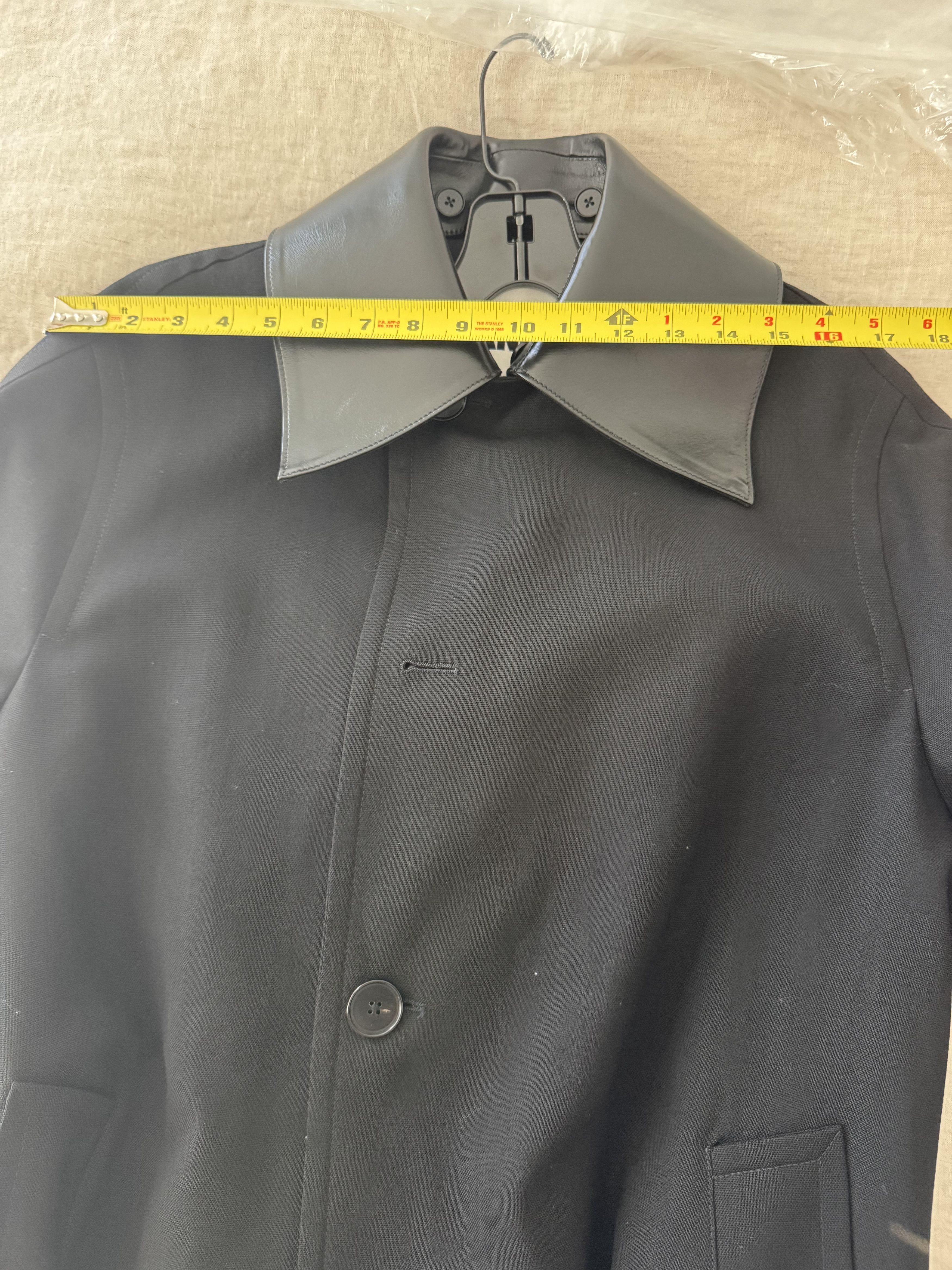 Jil Sander Jil Sander Black Wool Coat with Leather collar Size US S / EU 44-46 / 1 - 9 Thumbnail