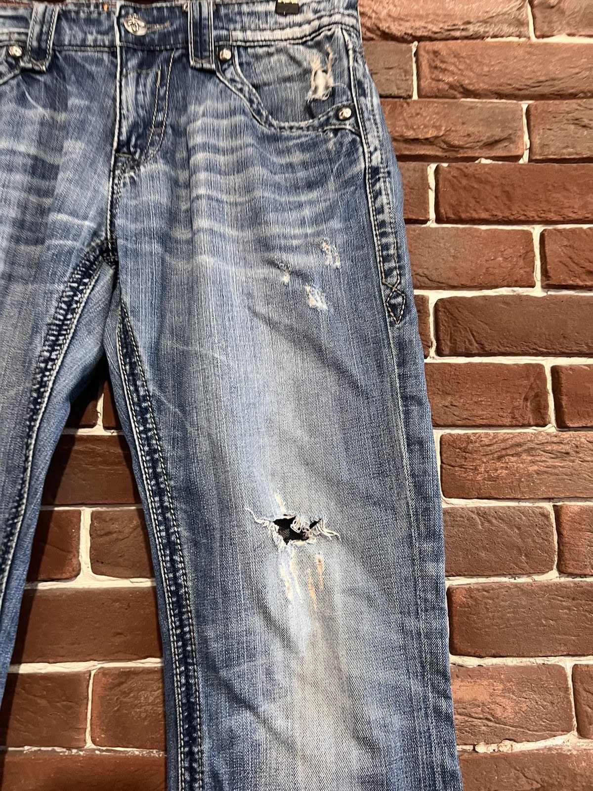 Rock Revival Rare Vintage Rock Revival Drip Denim Jeans Pants USA 32 Size US 32 / EU 48 - 4 Thumbnail