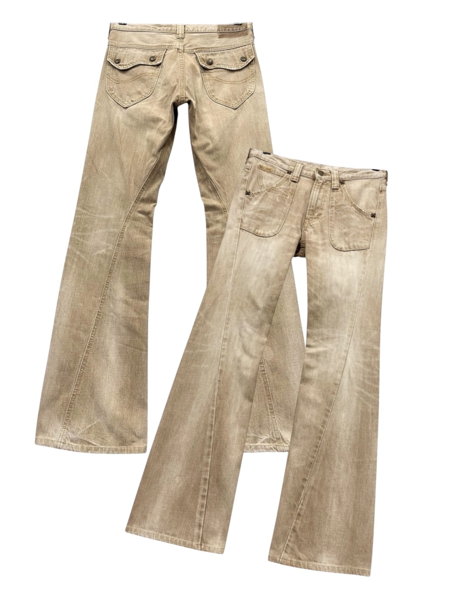 FYE🔥MR LEE RIDERS Off Brown Twist Leg Flare Denim Jeans