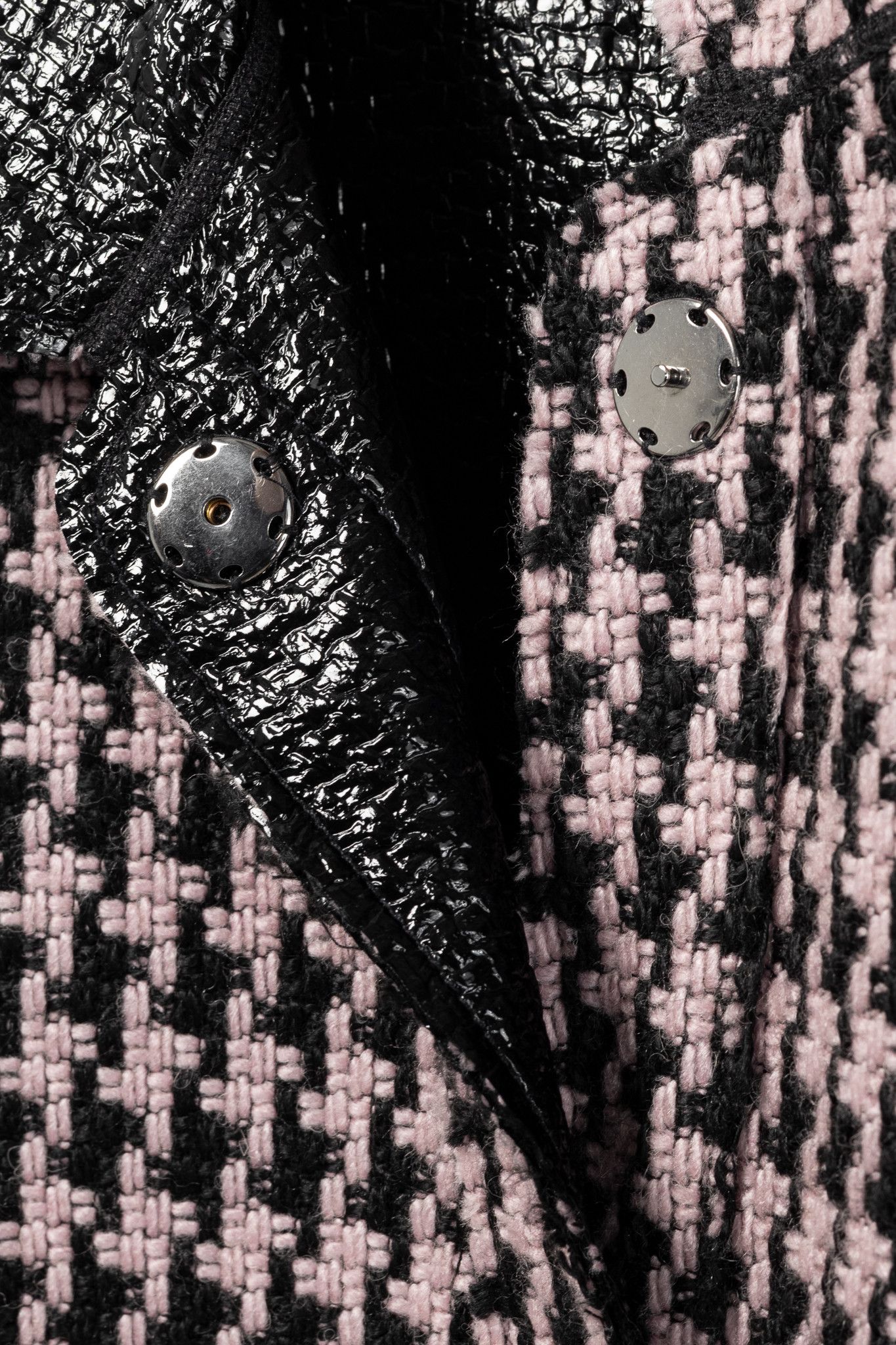 Other Marc Cain Reversible Houndstooth Tweed & Faux-Leather Jacket Size L / US 10 / IT 46 - 14 Thumbnail