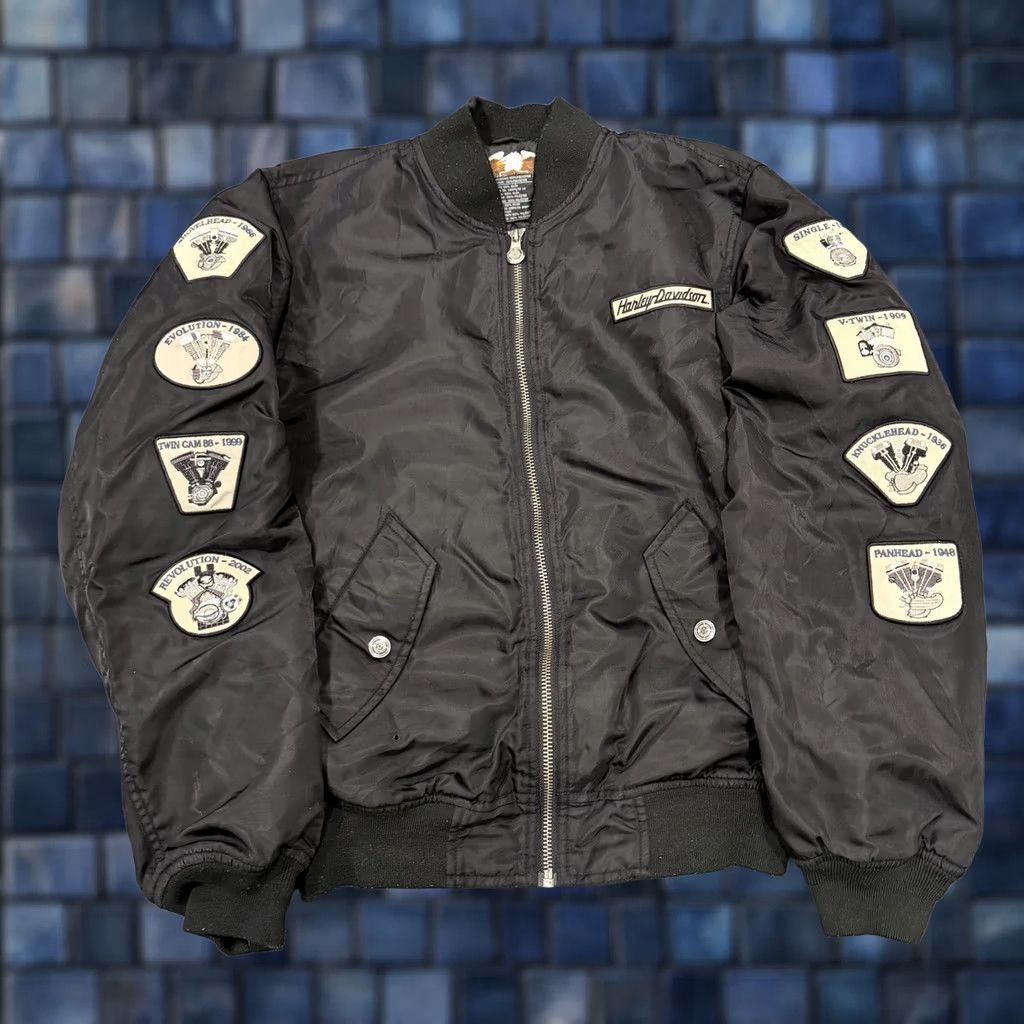 Harley Davidson VTG Harley-Davidson Jacket Windbreaker Bomber Patch Small Hole Men's S Black Size US S / EU 44-46 / 1 - 1 Thumbnail