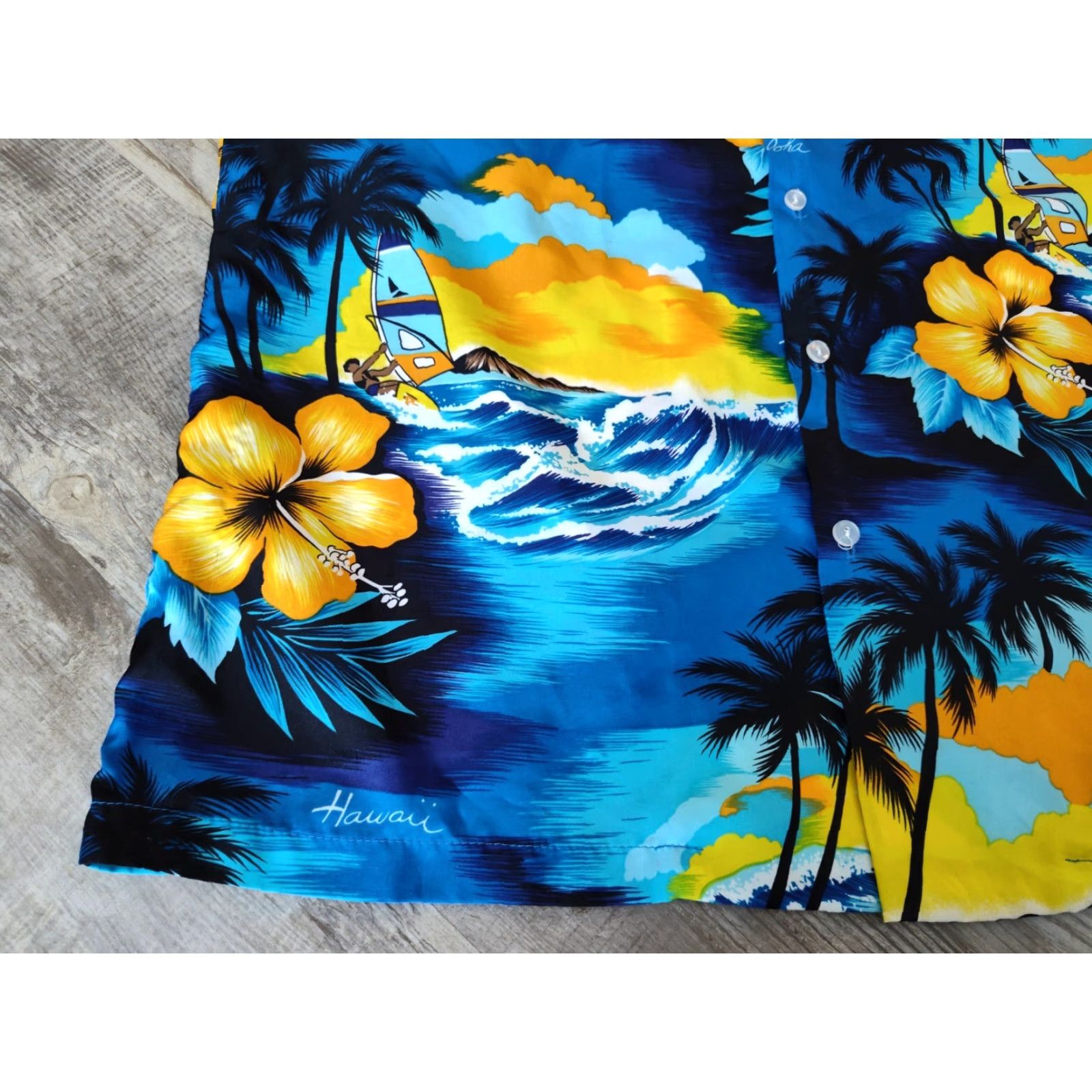 Vintage VINTAGE Kalena Fashions Hawaiian Camp Shirt Mens XL Blue Floral Button Up Made In USA Size US XL / EU 56 / 4 - 7 Thumbnail