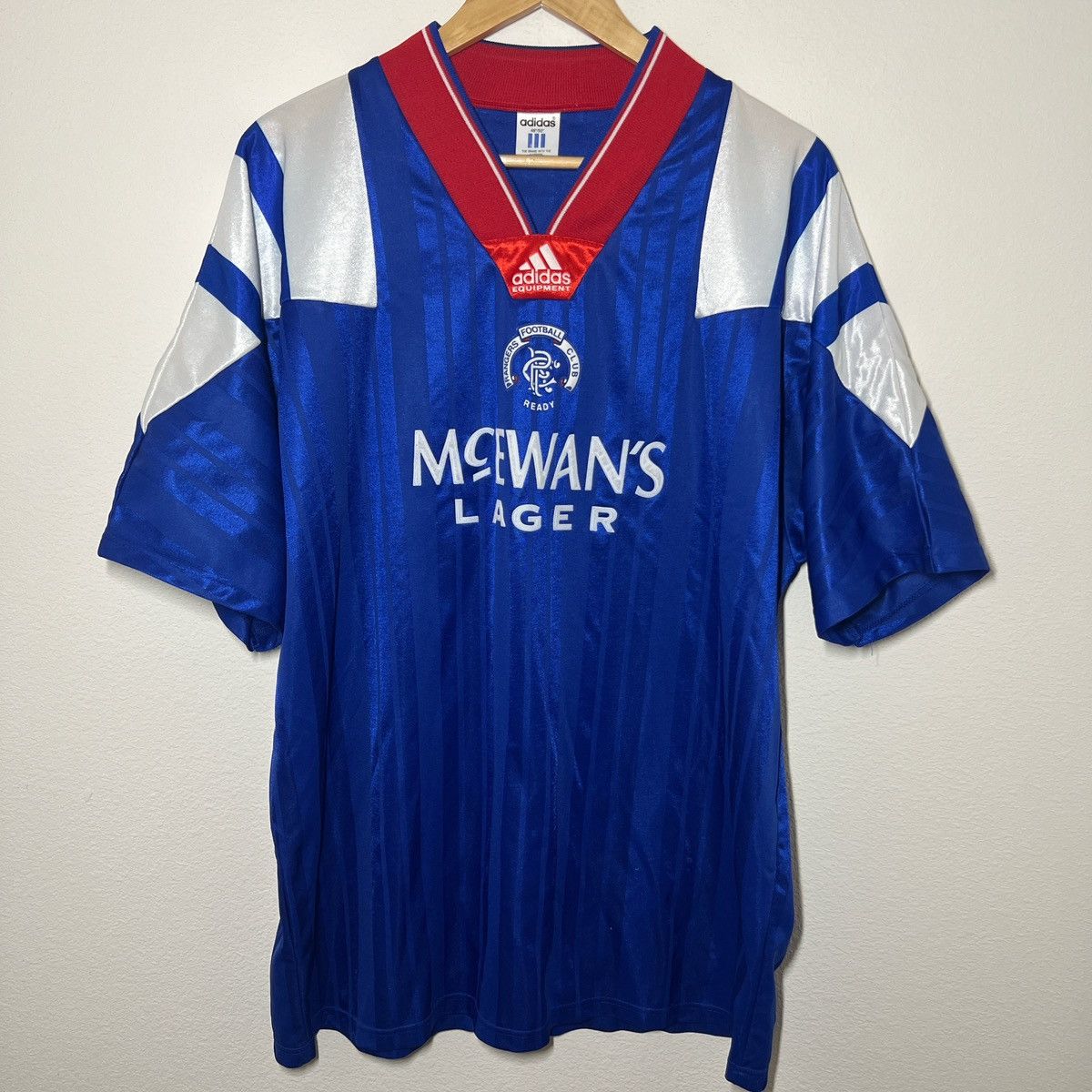 image of Adidas x Soccer Jersey Glasgow Rangers 1992-1994 Home Jersey in Blue, Men's (Size 2XL)