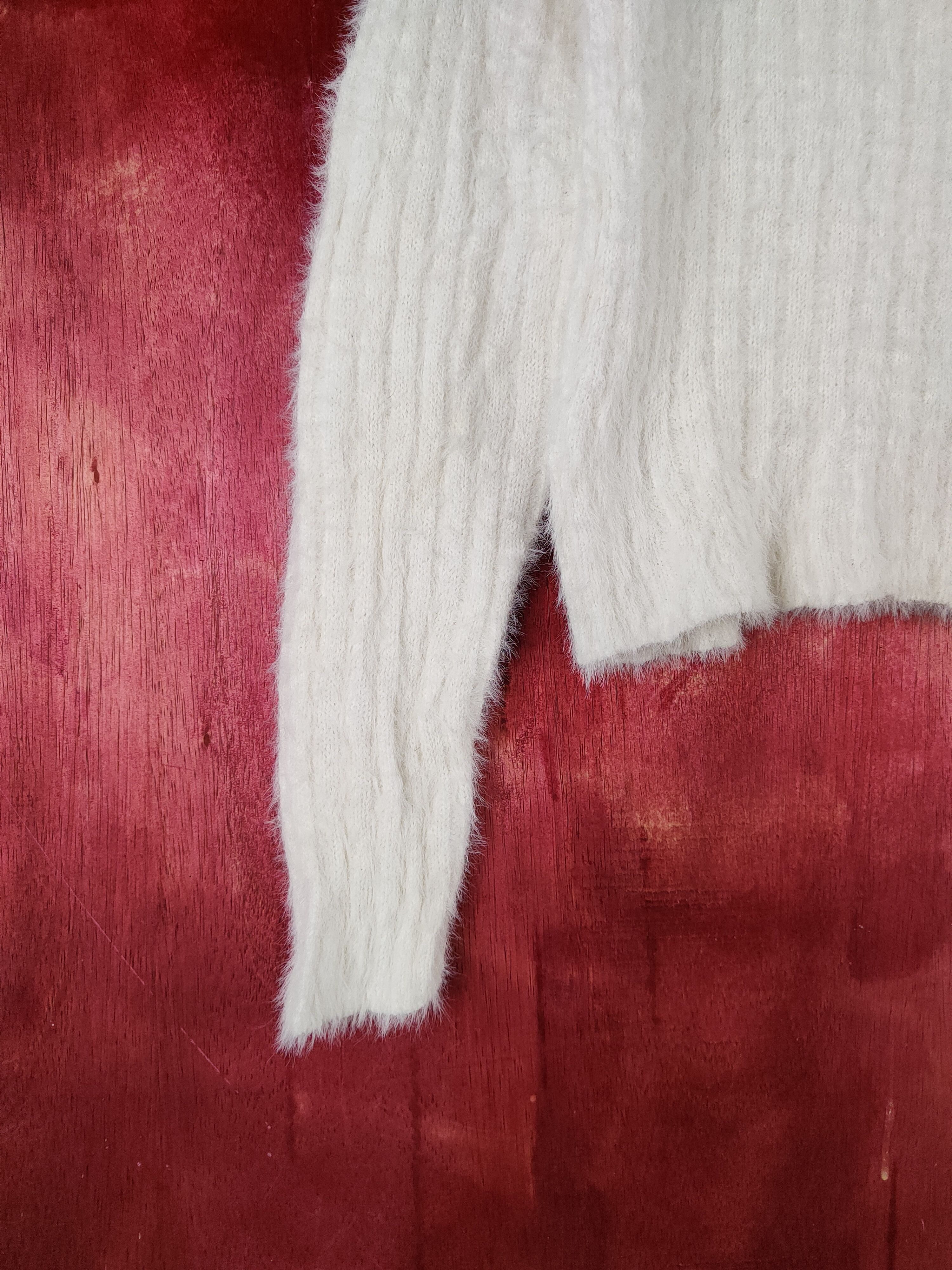 Japanese Brand Be Radiance White Shag Shaggy Fur Mohair Knitwear #S1984 Size S / US 4 / IT 40 - 4 Thumbnail