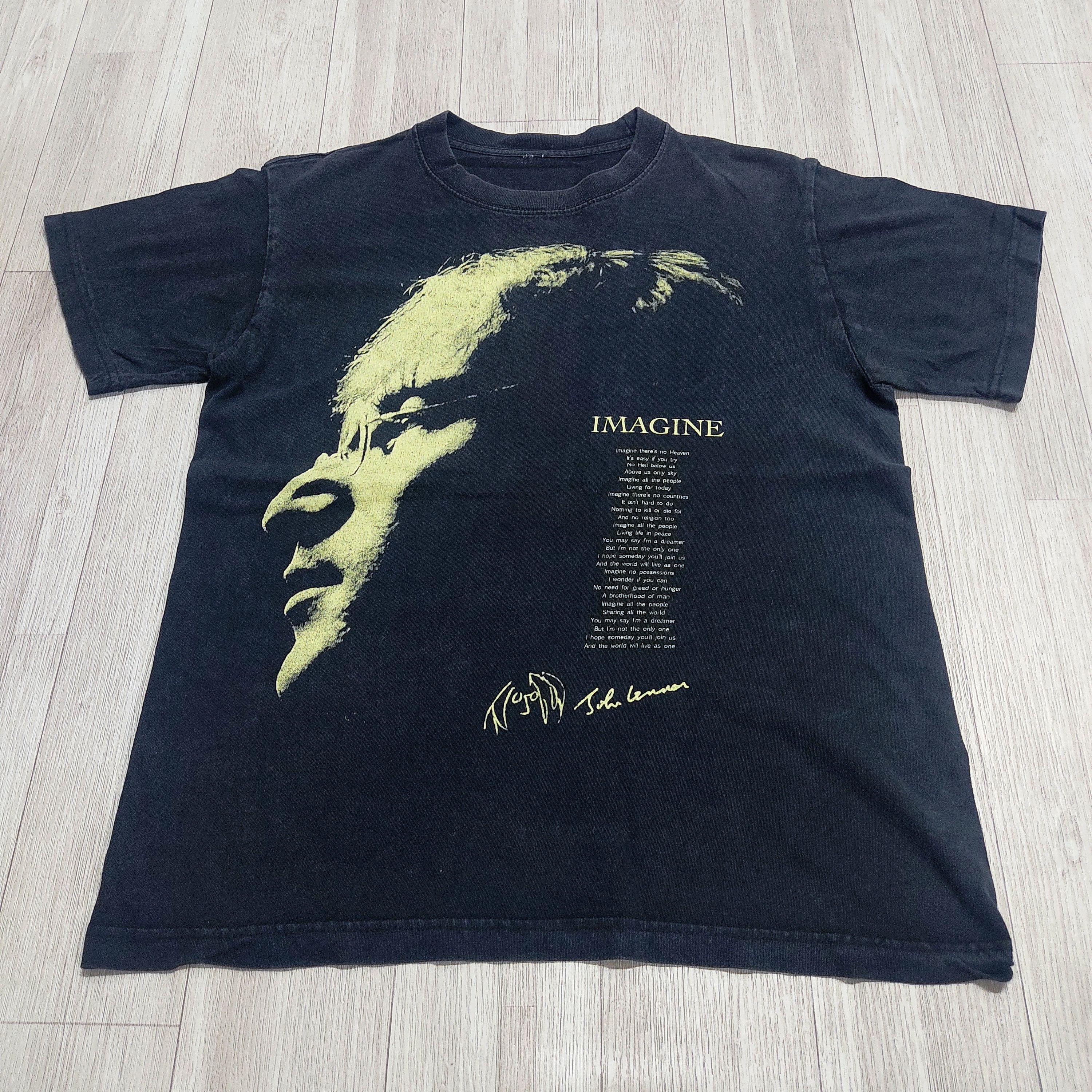 Band Tees Vtg JOHN LENNON Imagine Lyrics Potret Big Print T-shirt Size US M / EU 48-50 / 2 - 3 Thumbnail