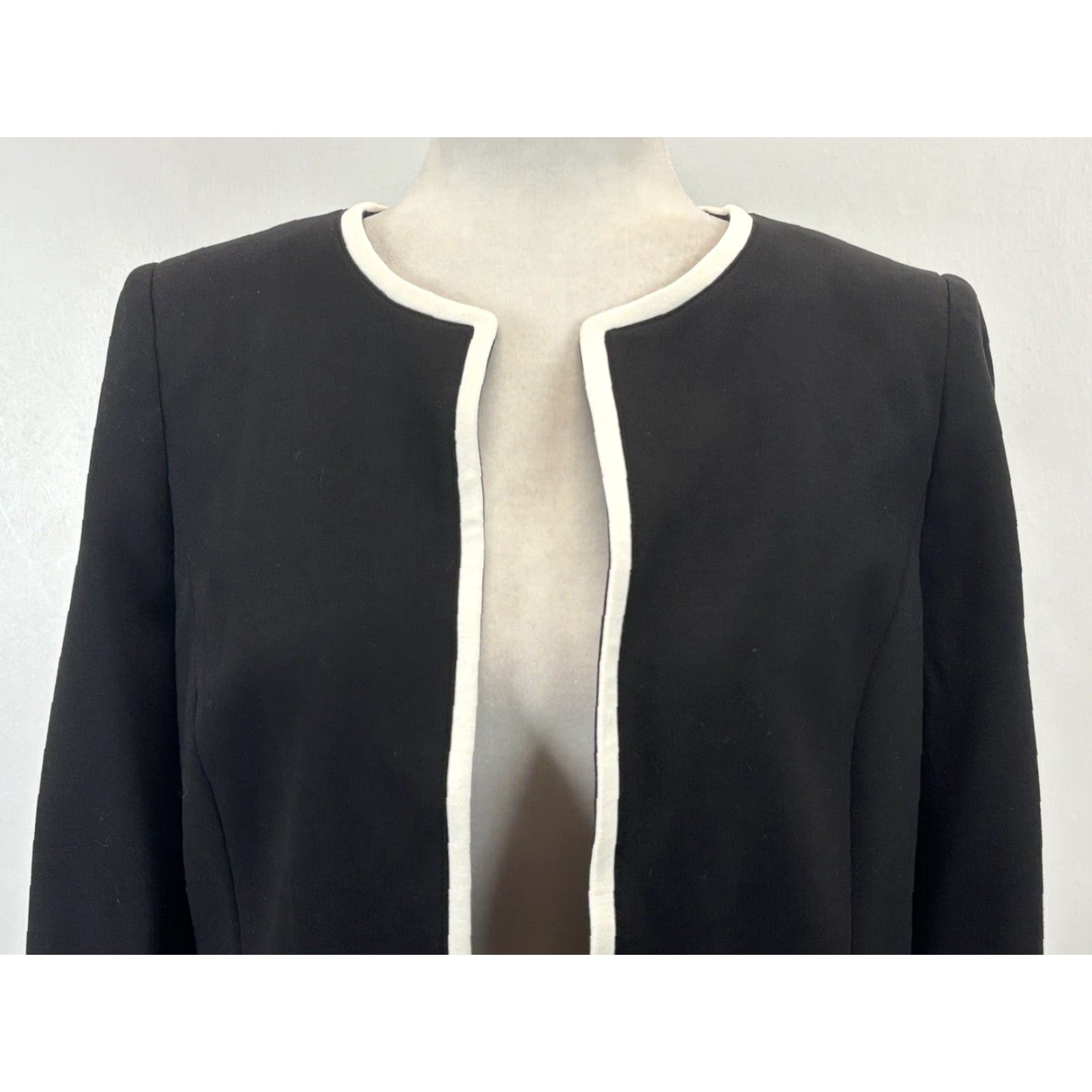 Talbots NEW! Talbots Italian Knit Luxe Blazer Jacket 2 Open Front Black Classic Career Size XS / US 0-2 / IT 36-38 - 5 Thumbnail