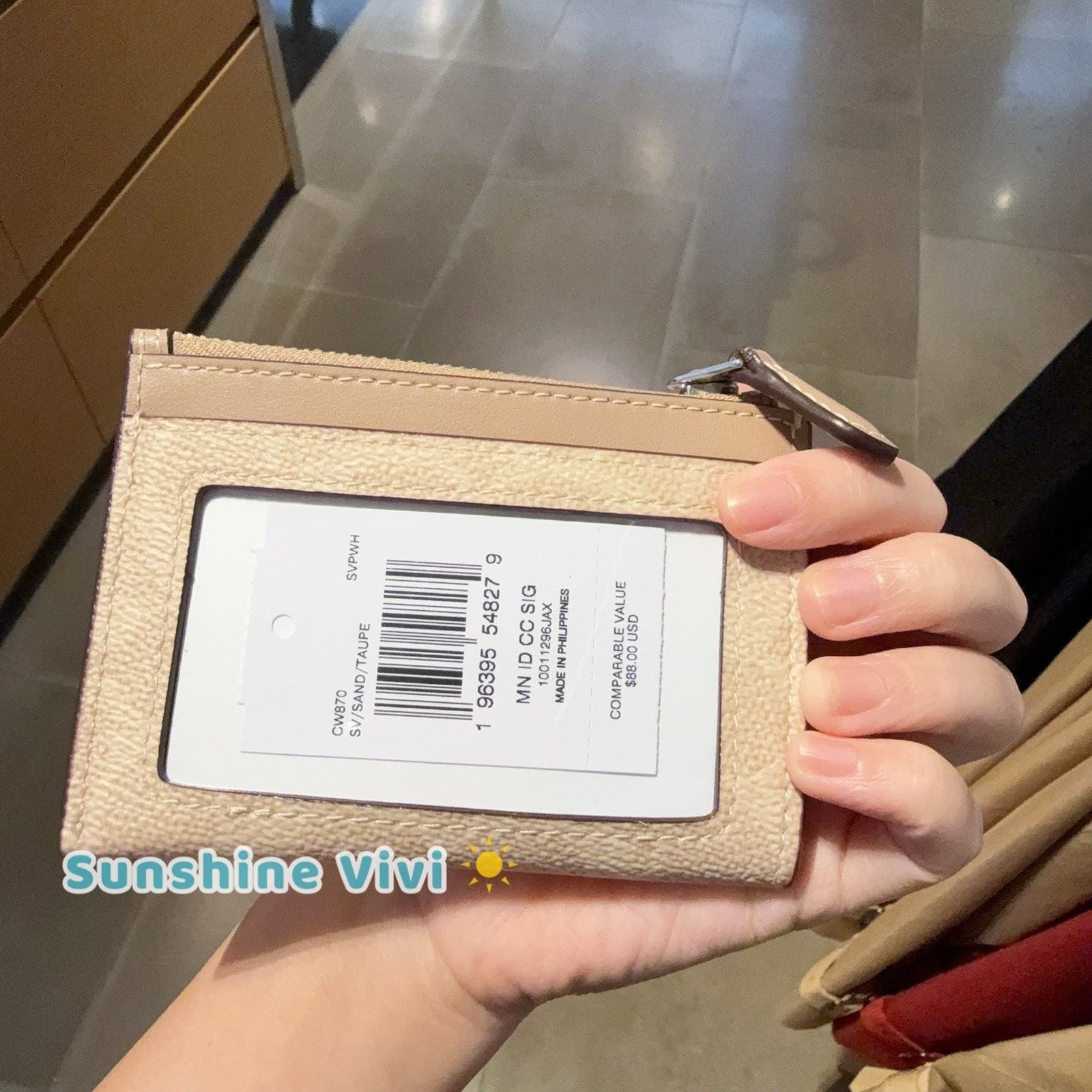 Coach NWT Coach Mini Skinny ID Case CW870 Signature SAND/TAUPE Size ONE SIZE - 3 Thumbnail
