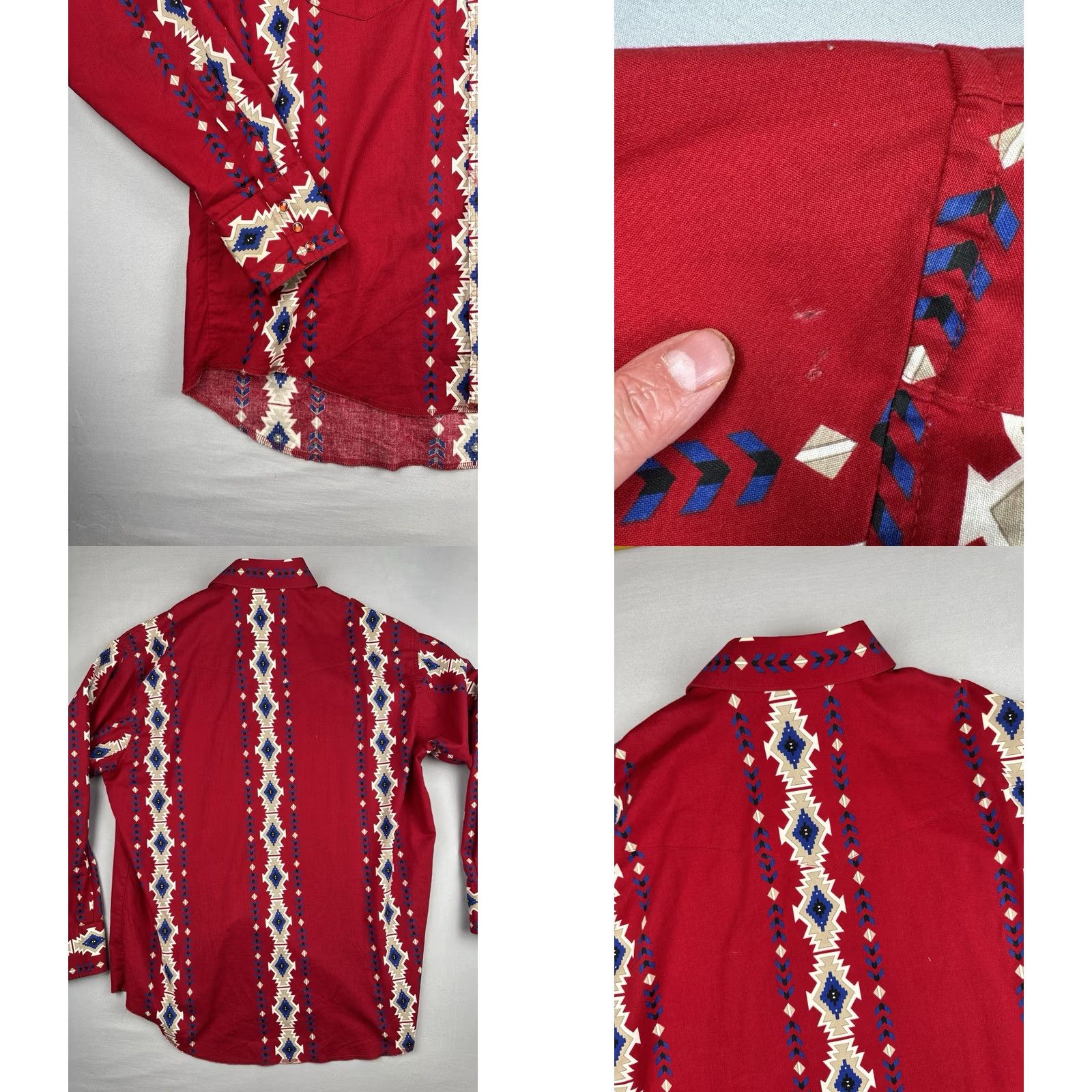 Wrangler VINTAGE Wrangler Western Shirt XL Red Aztec Southwest Pearl Snap USA Style Shirt Men XL Red Aztec Western Pearls Gathered Pockets Size US XL / EU 56 / 4 - 8 Thumbnail