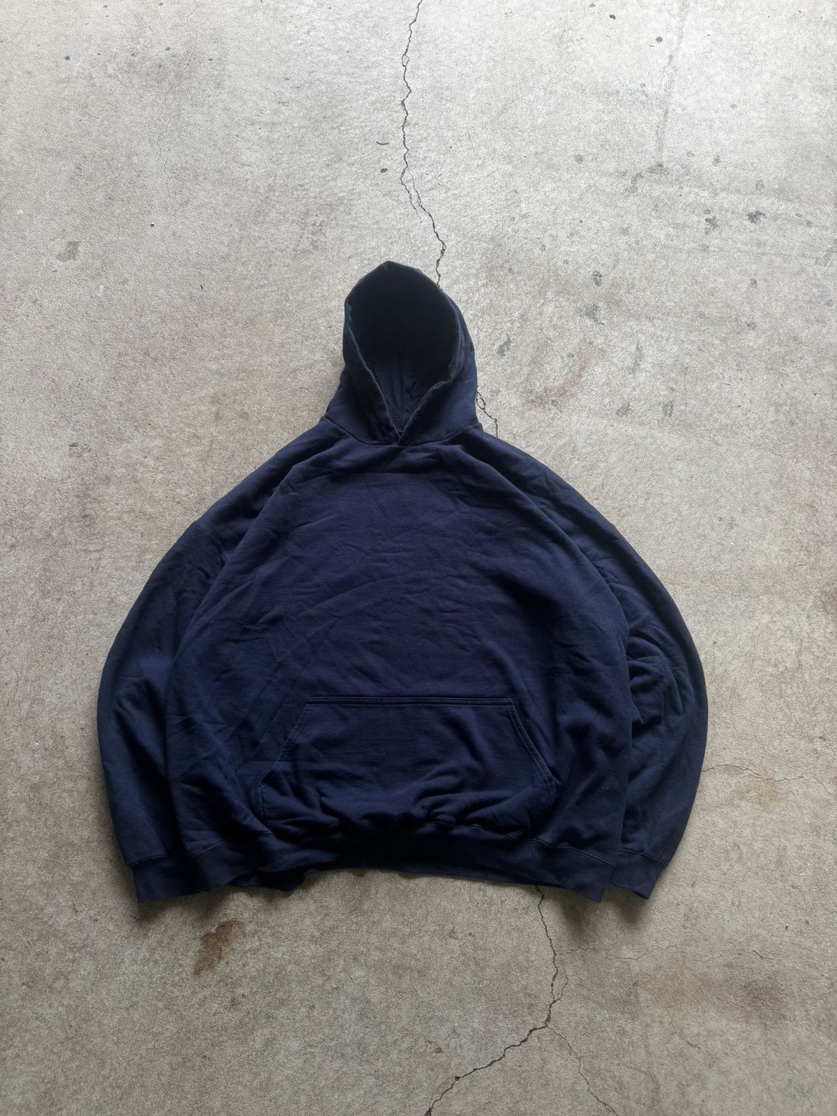 Vintage Boxy oversize blank navy blue hoodie Size US XXL / EU 58 / 5 - 1 Thumbnail