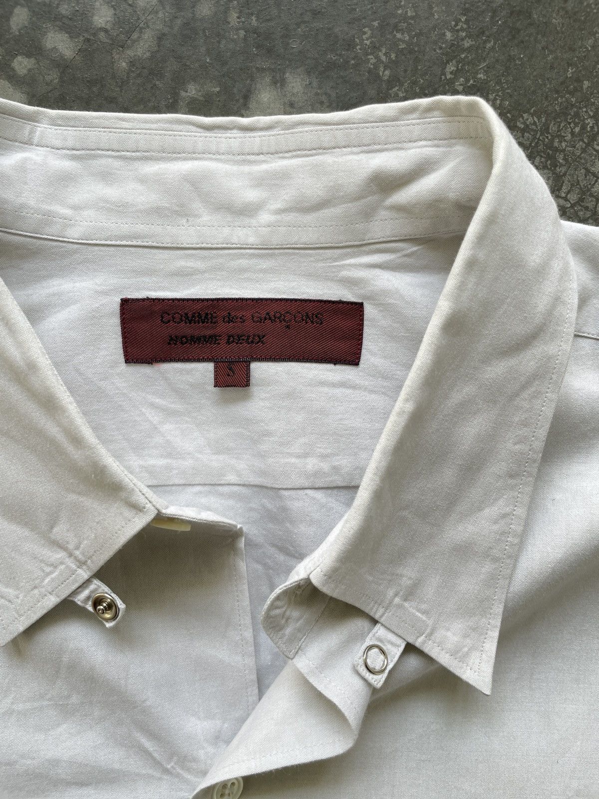 Comme des Garcons Homme Deux Vintage 90s COMME des GARÇONS Homme Deux White Plain Shirts Size US L / EU 52-54 / 3 - 4 Thumbnail