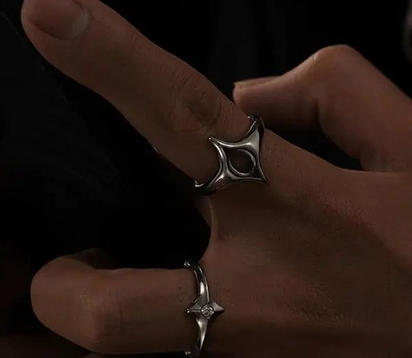 Jewelry Silver Geometric Modern Rings, Unique Statement Jewelry Size ONE SIZE - 8 Thumbnail