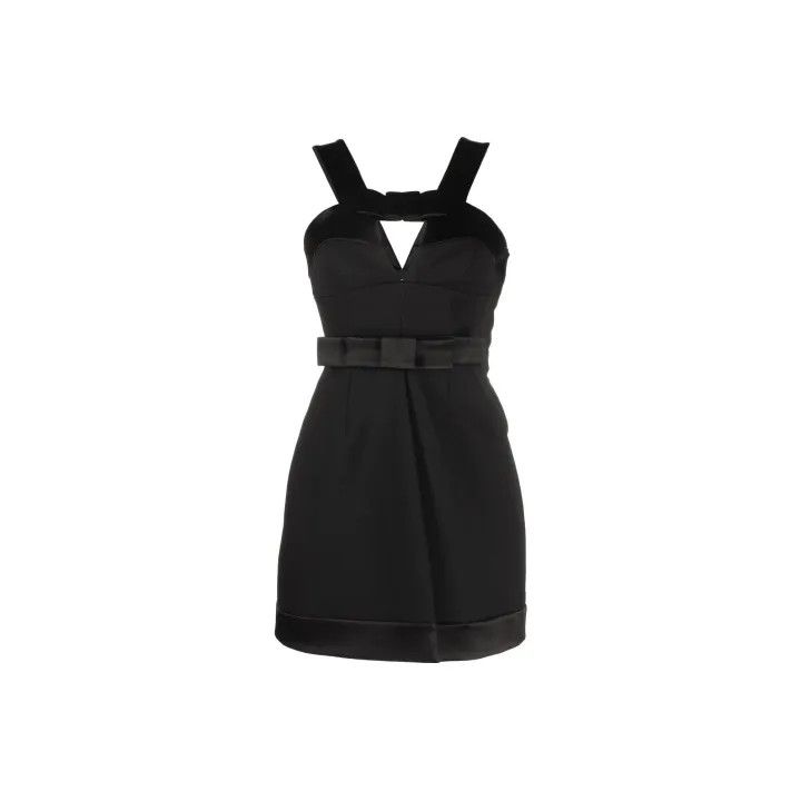Jil Sander JIL SANDER Black Sleeveless Dress with Bow Detail 0079 Size US 34 / EU 50 - 1 Thumbnail