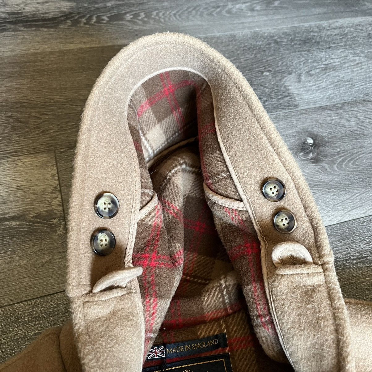 Designer × Gloverall × Vintage Vintage Gloverall The Original Duffle Coat Camel Check Beige Size XL / US 12-14 / IT 48-50 - 6 Thumbnail