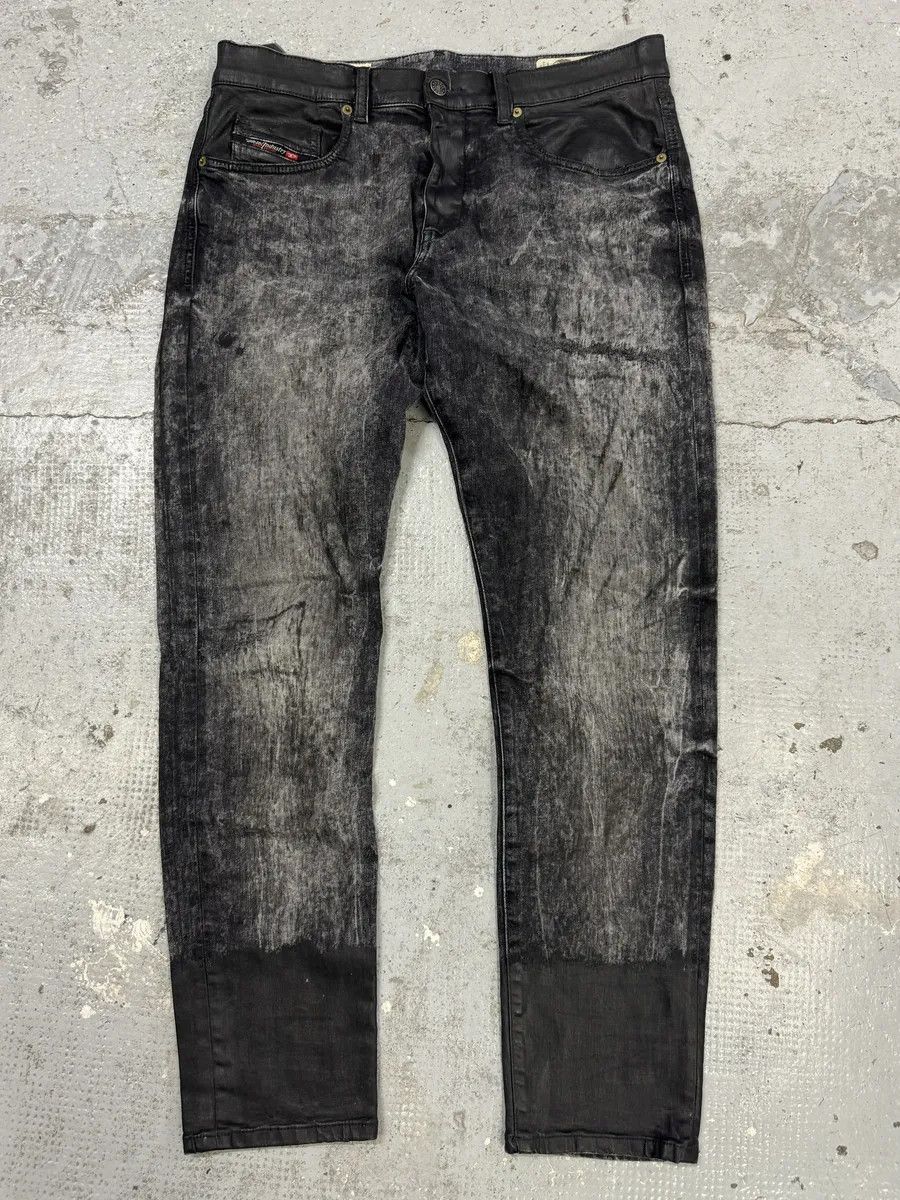 Diesel Diesel Black Bleached Effect Coated Slim Jeans Size US 33 - 1 Thumbnail
