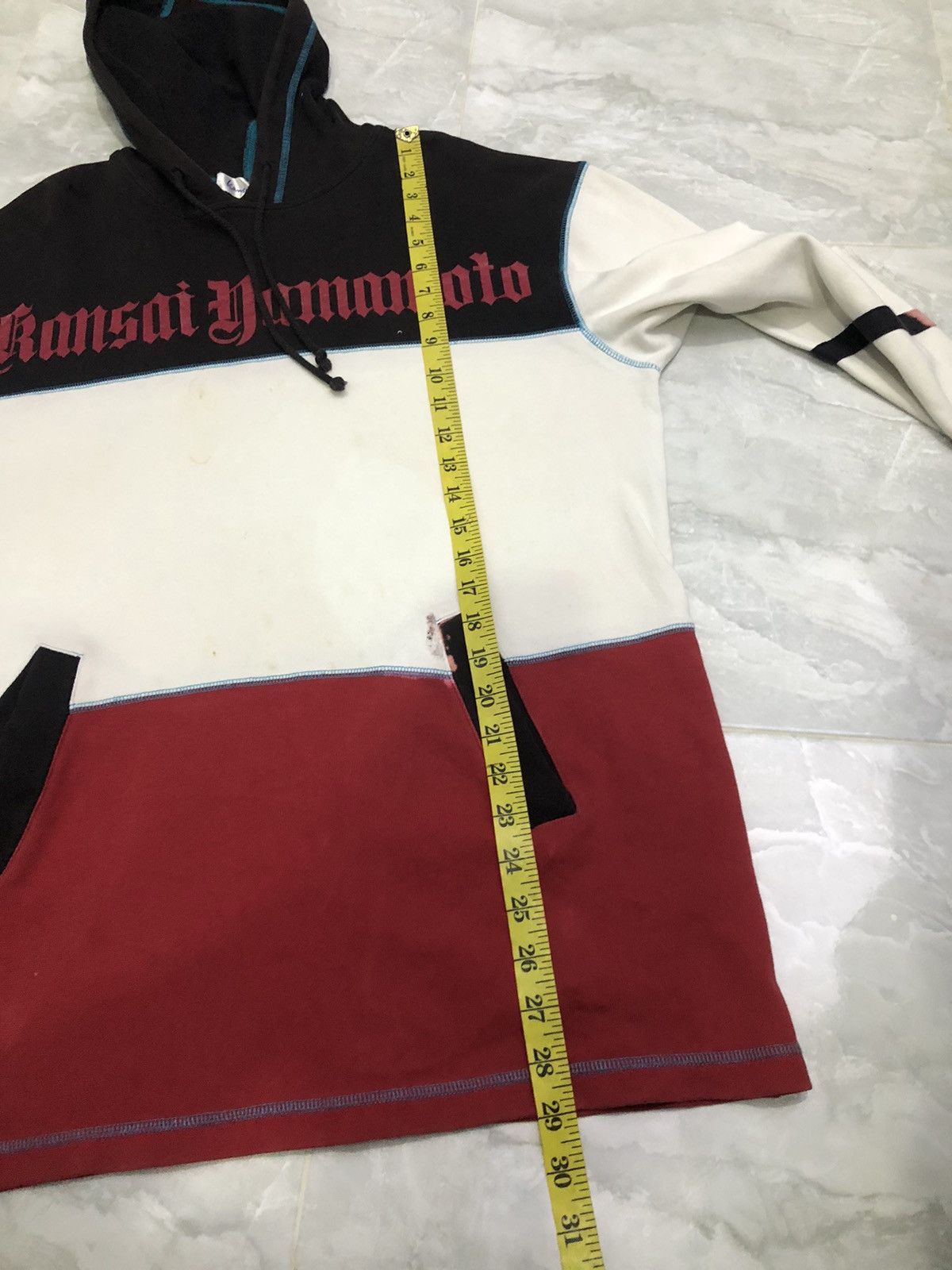 Kansai Yamamoto Vintage 90s Kansai Yamamoto Spellout Cut & Sew Hoodie Size US L / EU 52-54 / 3 - 16 Thumbnail