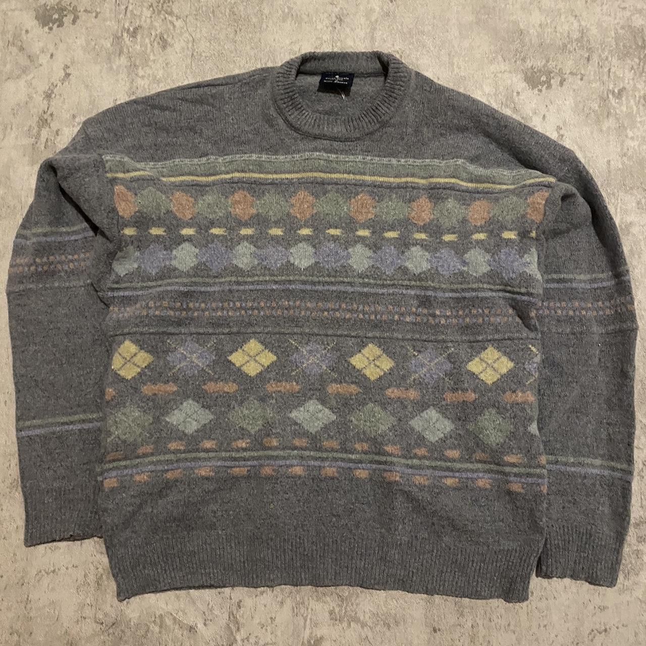 Other Wool Grey and multi-coloured vintage 90s sweater Size US S / EU 44-46 / 1 - 1 Thumbnail