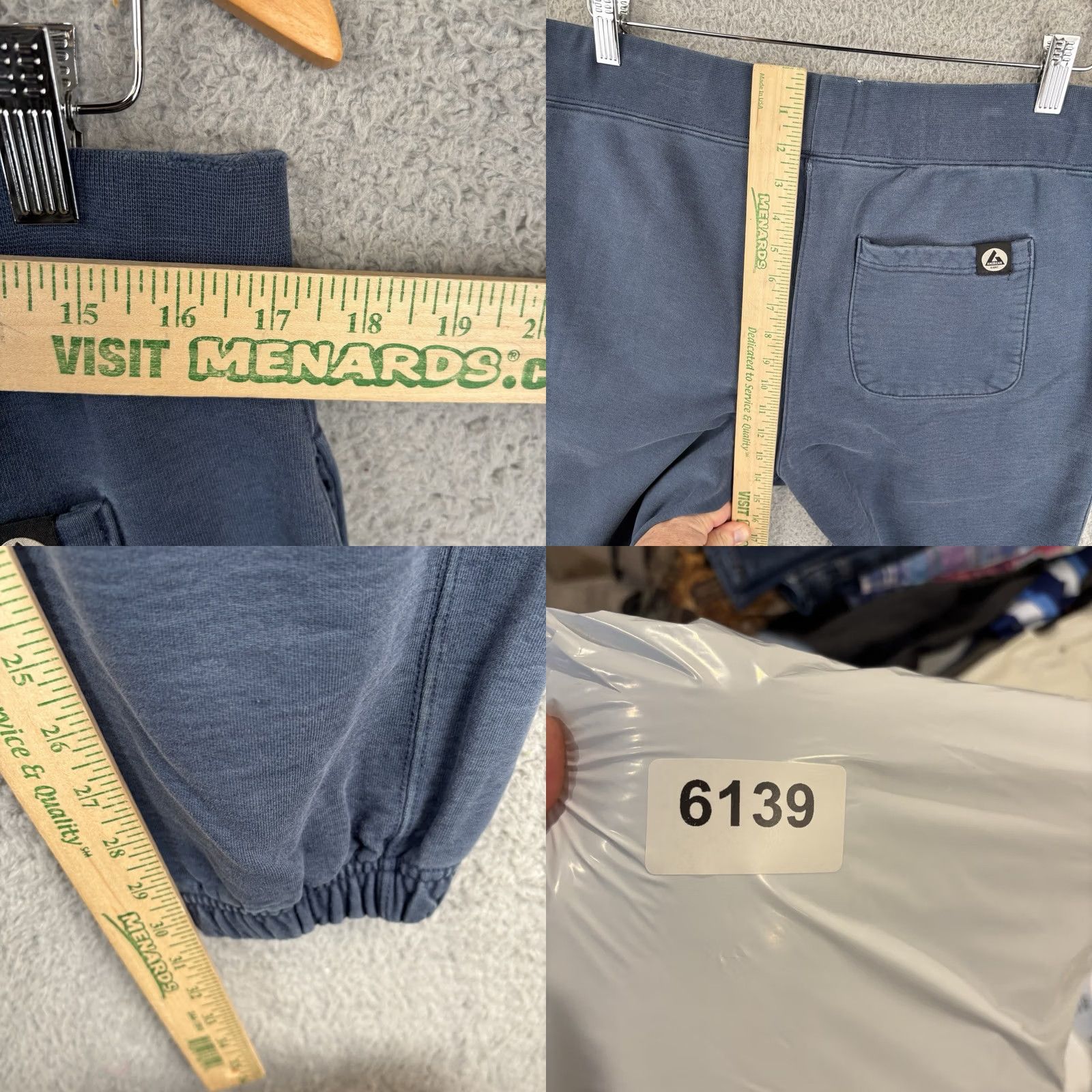 Vintage American Giant Sweatpants Joggers Mens M Navy 100% Cotton Drawstring Elastic Waist Pockets Tapered Inseam 29" Regular Fit USA Made Size US 31 - 8 Thumbnail