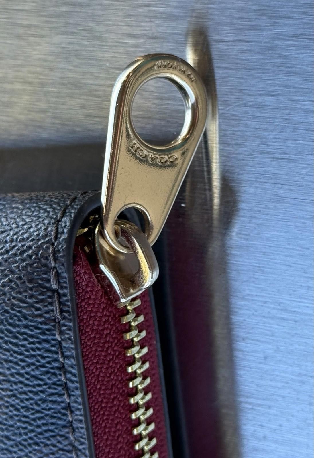 Coach Coach Signature Long Zip Wallet IM/Brown 1941 Red C4452 NWT Size ONE SIZE - 3 Thumbnail