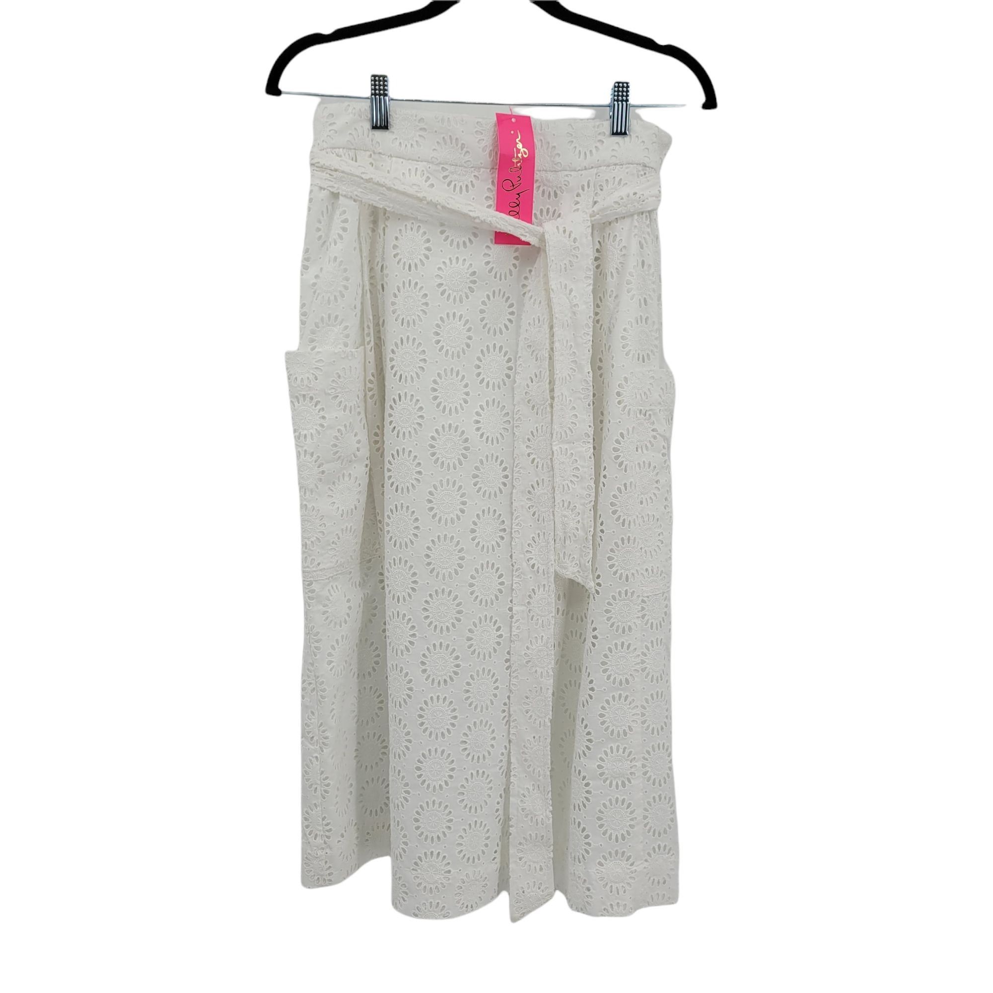 Lilly Pulitzer Lilly Pulitzer Eyelet Lace Midi Skirt Sz 6 White Prairie Pea Size 28" / US 6 / IT 42 - 1 Thumbnail