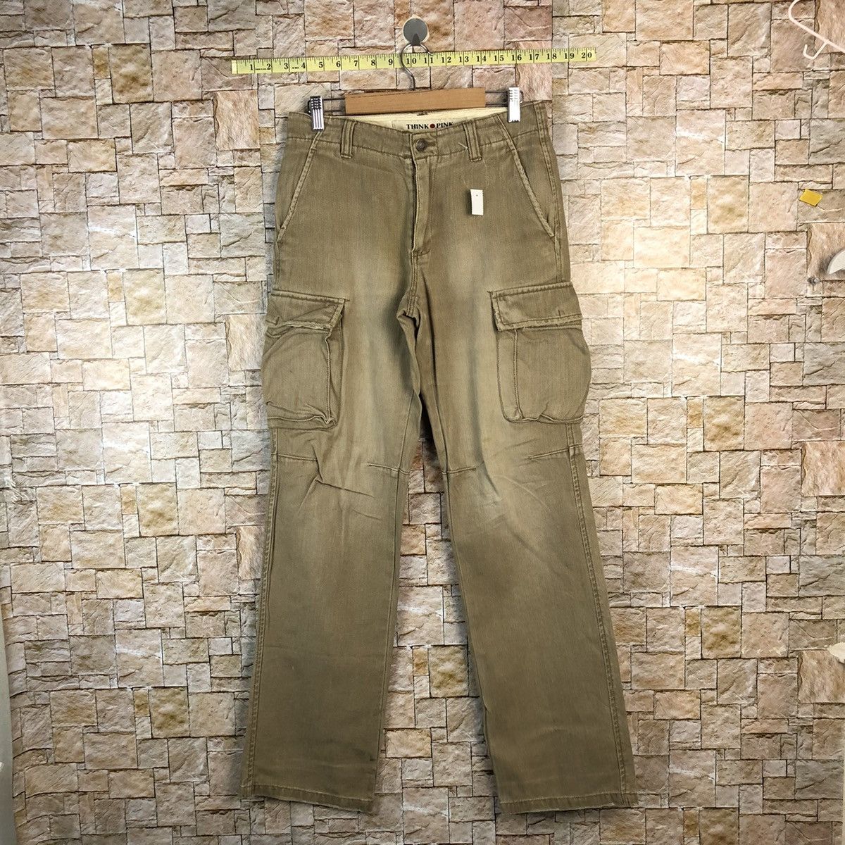 Japanese Brand Think Pink faded Cargo utility Multipocket Pants #A1160 Size US 29 - 1 Thumbnail